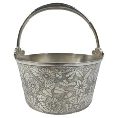 Aesthetic Movement Silver Plate Ice Bucket by Meridan Silver w/Chrysanthemums