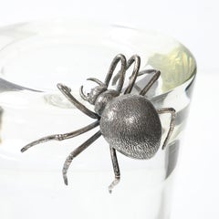 Aesthetic Movement Silver Spider Sculpture Crystal Vase signed Leerdam Crystal