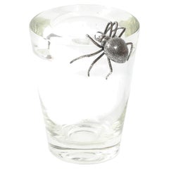 Aesthetic Movement Silver Spider Sculpture Crystal Vase signed Leerdam Crystal