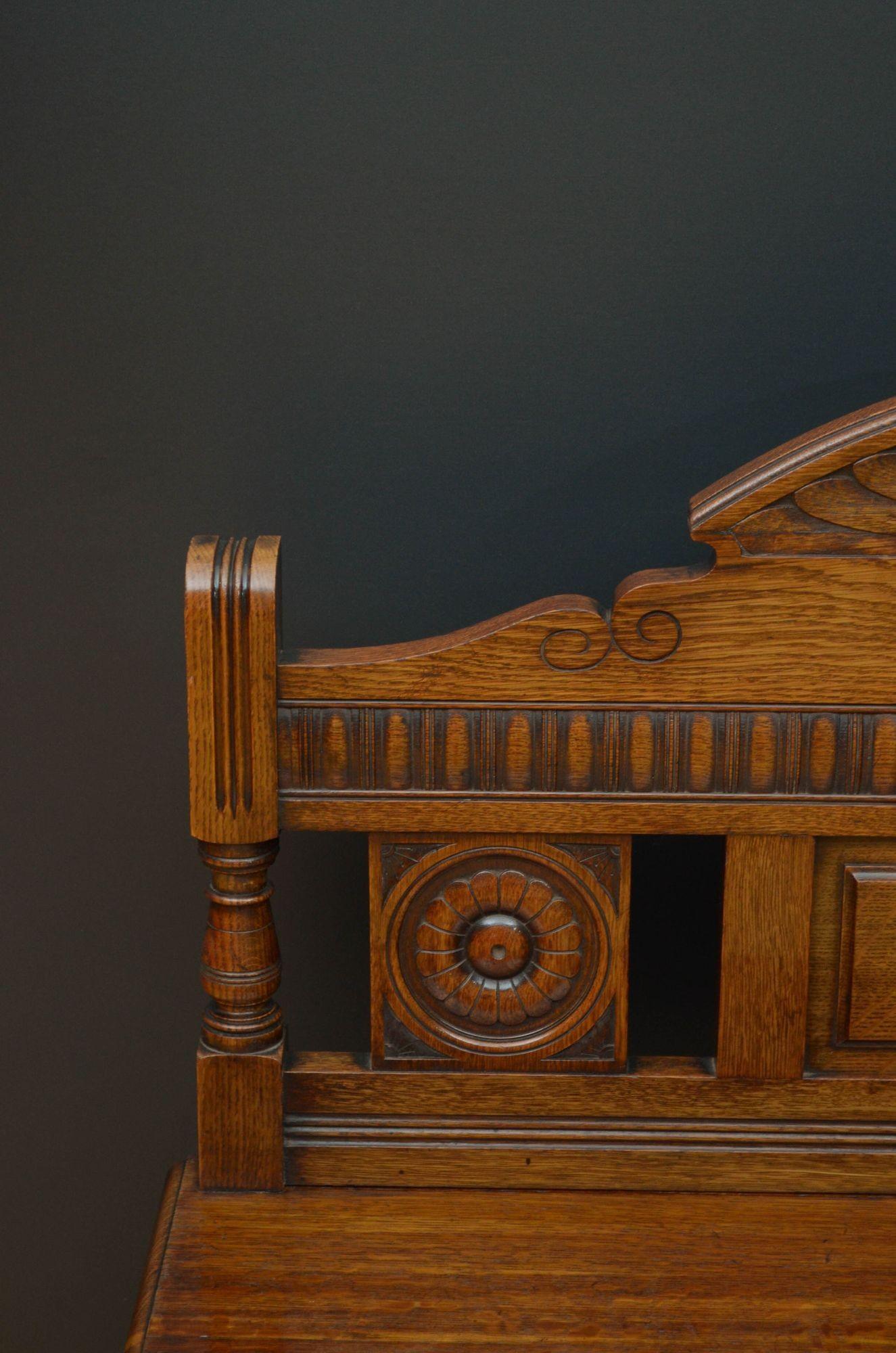 19th Century Aesthetic Movement Solid Oak Hall Bench For Sale