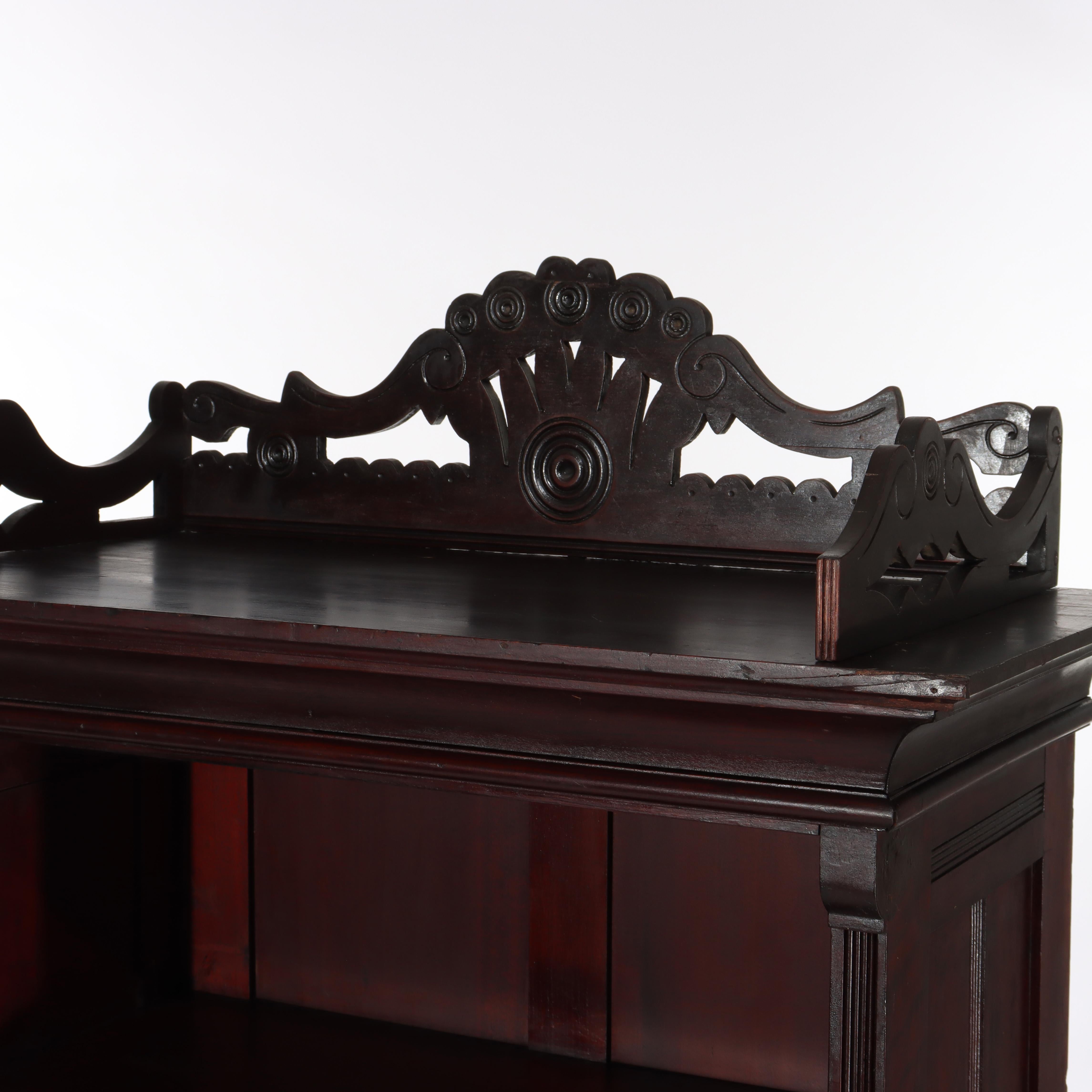 Aesthetic Movement Spoon Carved Ebonized Mahogany Secretary C1890 For Sale 6