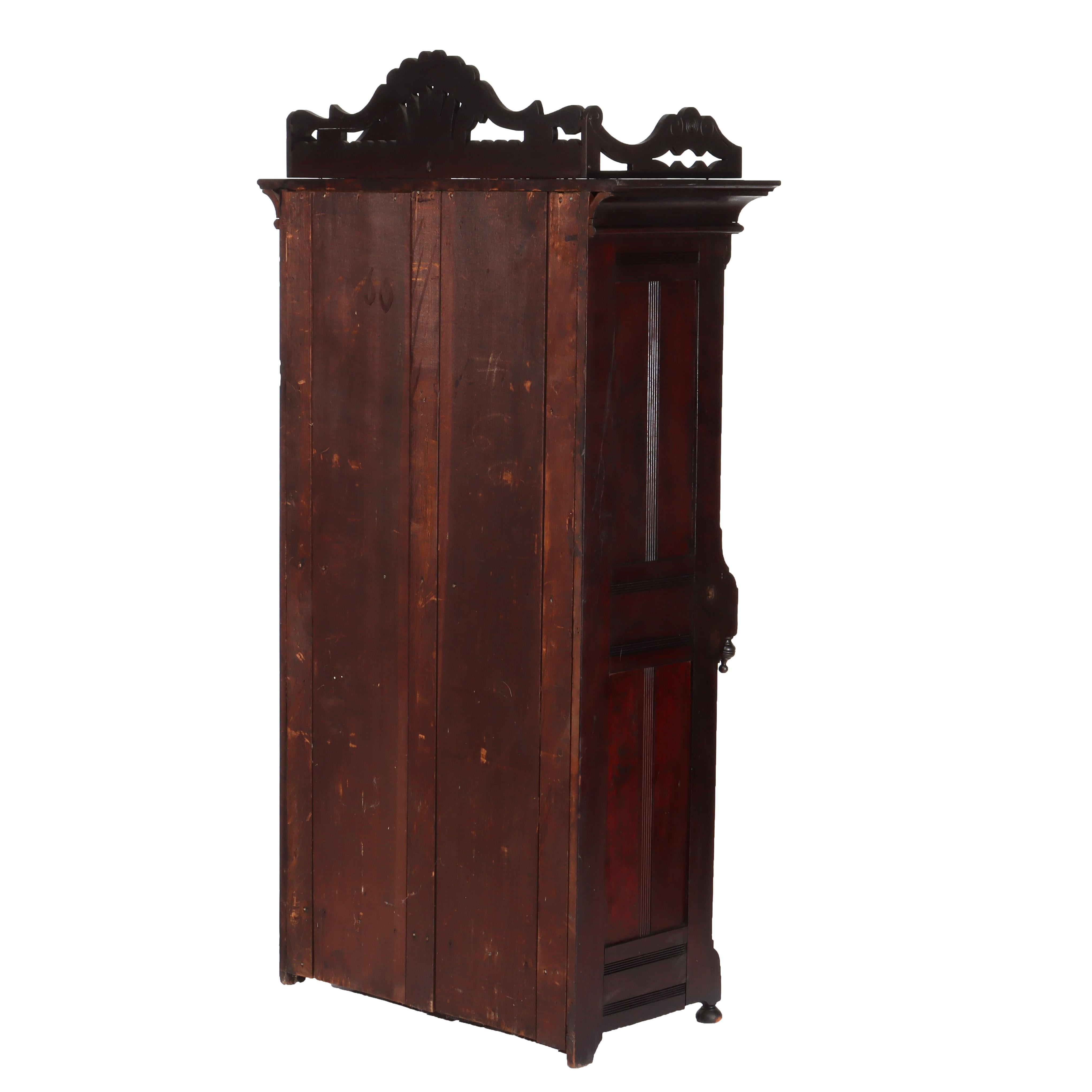 Aesthetic Movement Spoon Carved Ebonized Mahogany Secretary C1890 For Sale 9