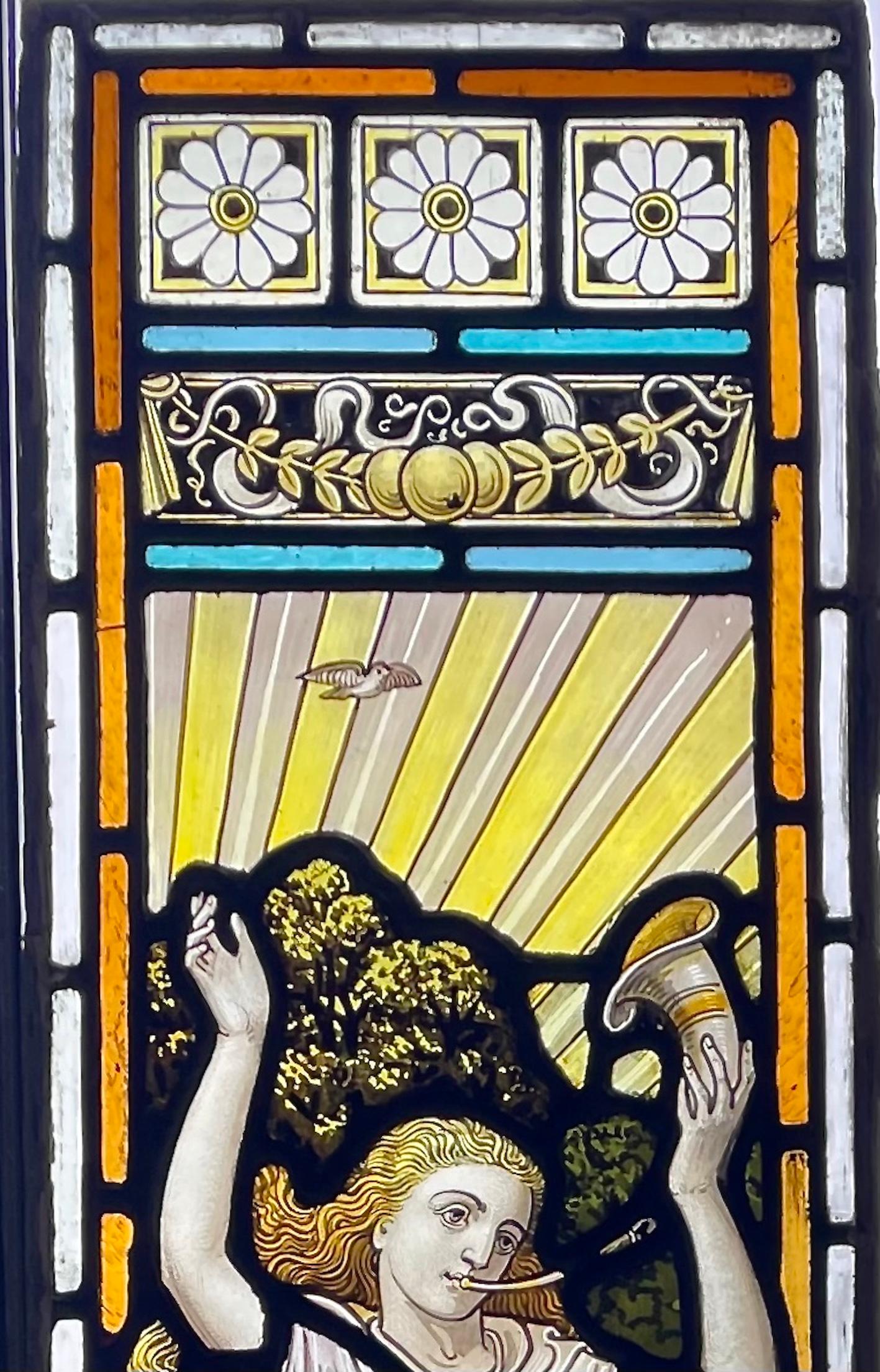 Aesthetic Movement Türverkleidungen aus gebeiztem und bemaltem Glas (Ästhetizismus) im Angebot