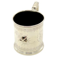 Aesthetic Movement Sterling Baby Mug/ Can with Applied Bee, Biddle & Clark, 1869