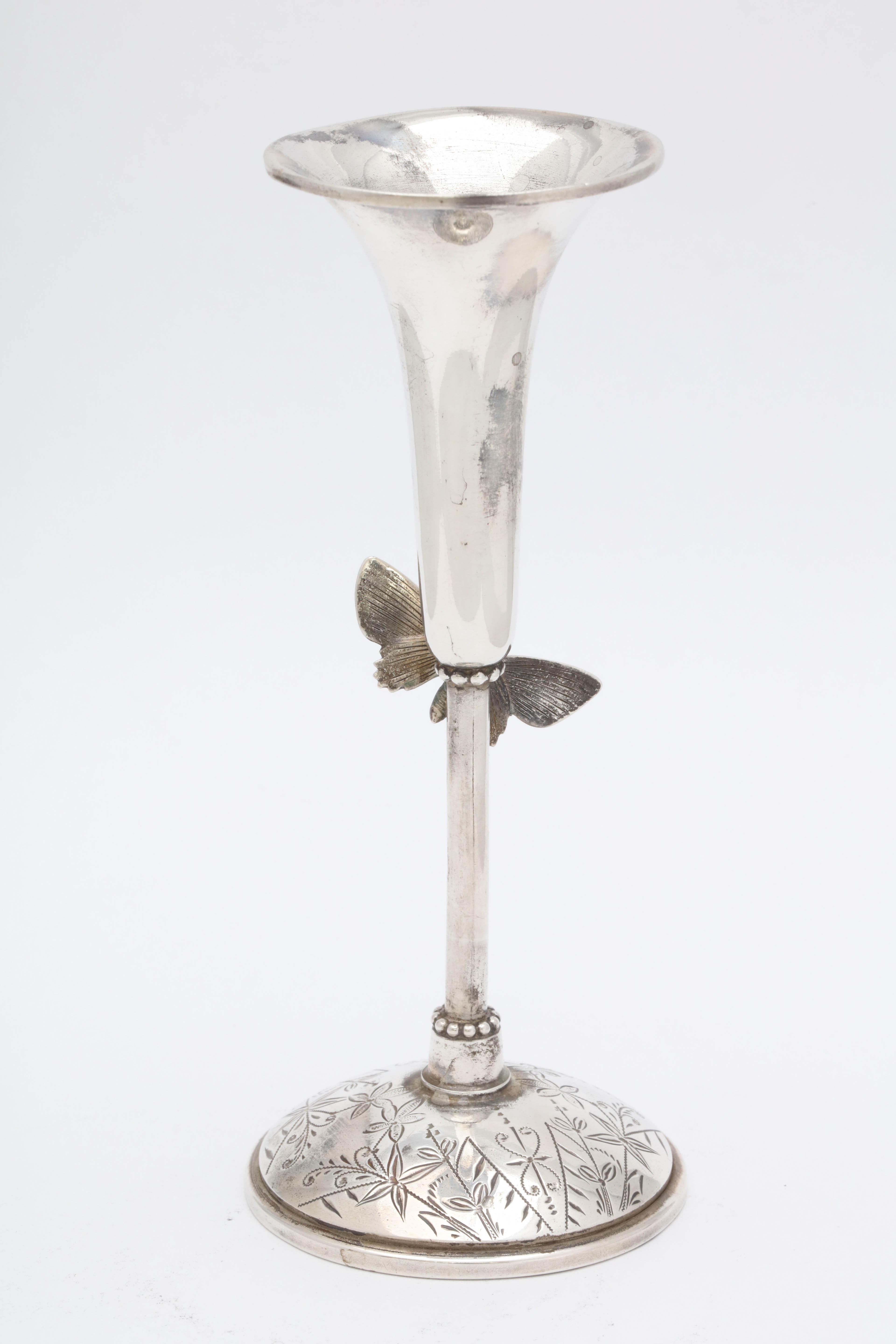 Aesthetic Movement Sterling Silver Bud Vase by Wood and Hughes In Good Condition In New York, NY