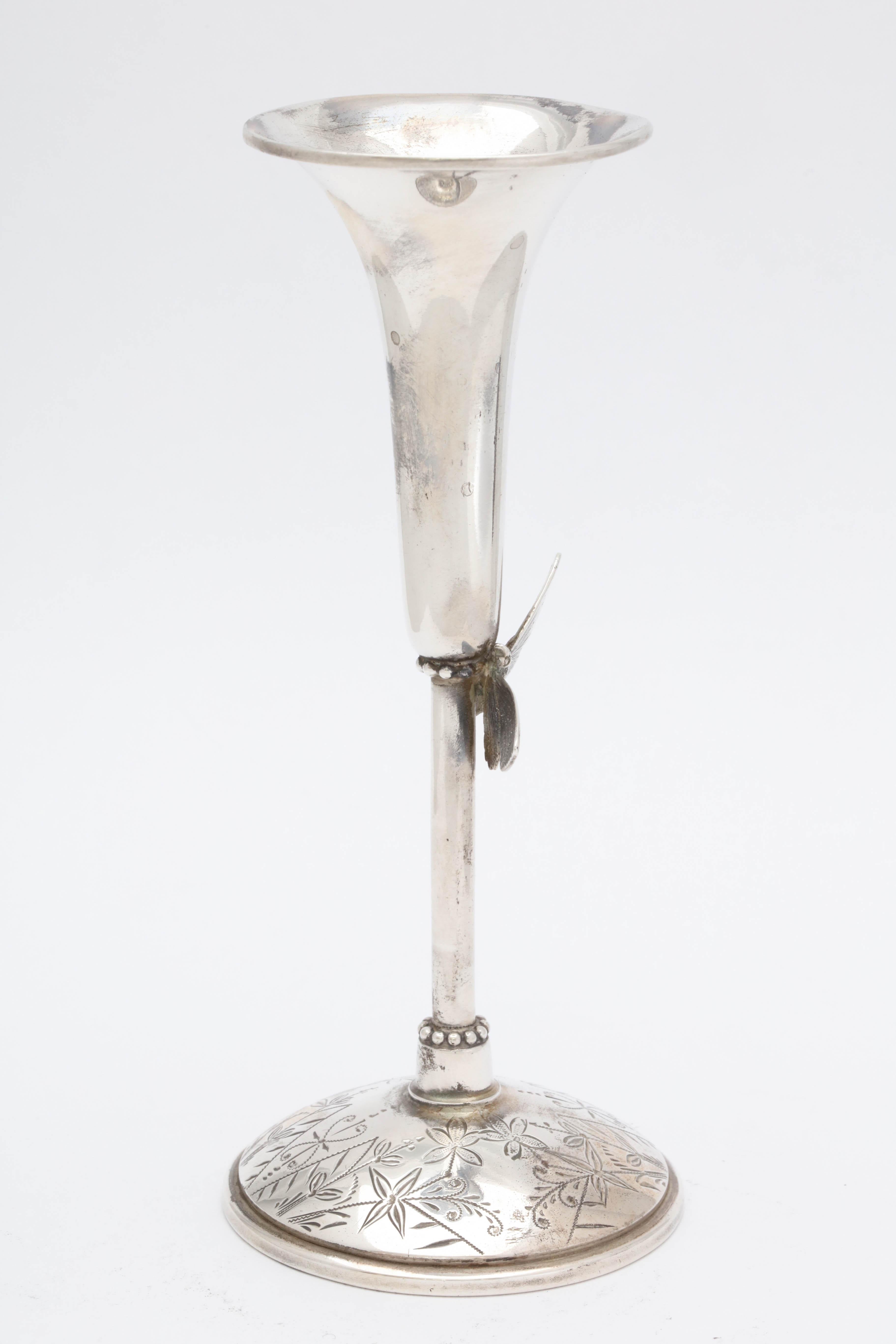 Late 19th Century Aesthetic Movement Sterling Silver Bud Vase by Wood and Hughes