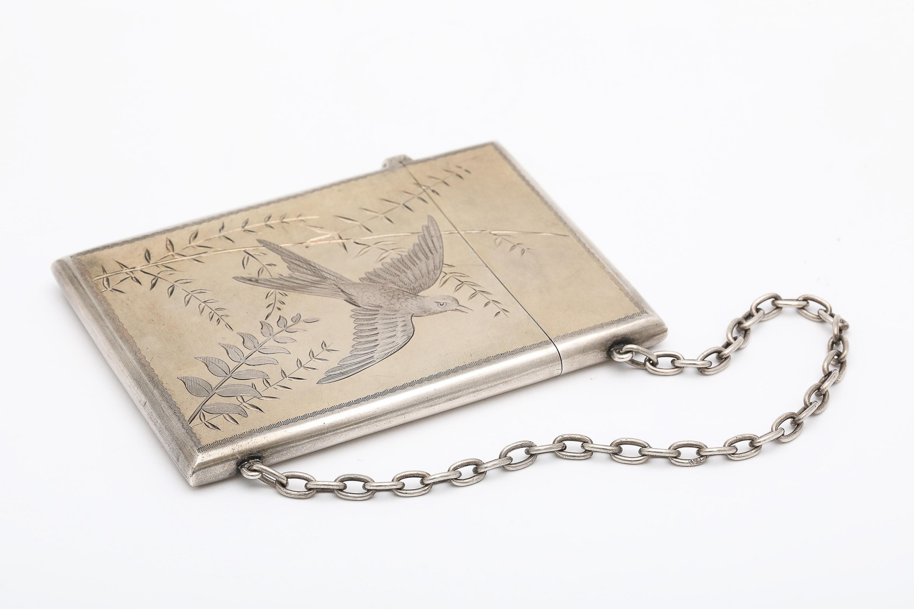 Estuche para tarjetas de visita/tarjetas de visita Aesthetic Movement de plata de ley dorada en venta 2