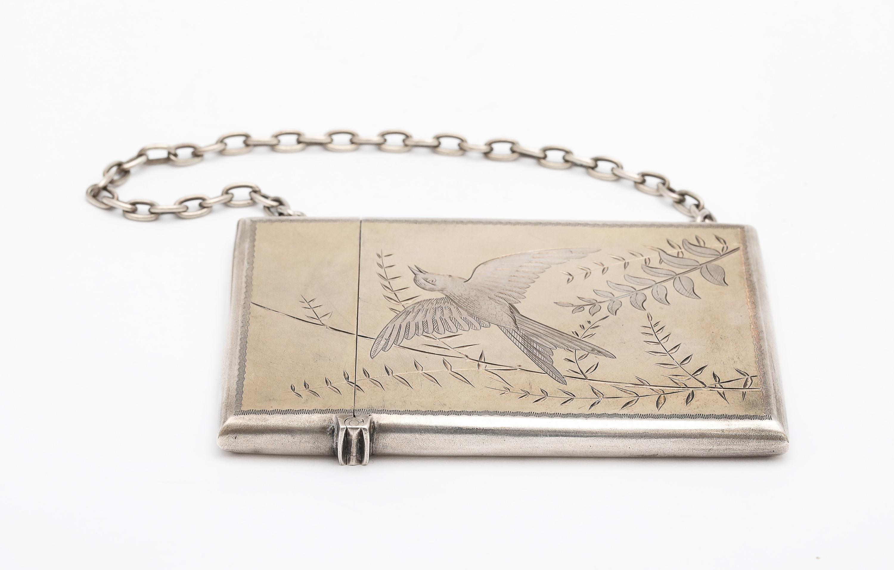 Estuche para tarjetas de visita/tarjetas de visita Aesthetic Movement de plata de ley dorada en venta 4