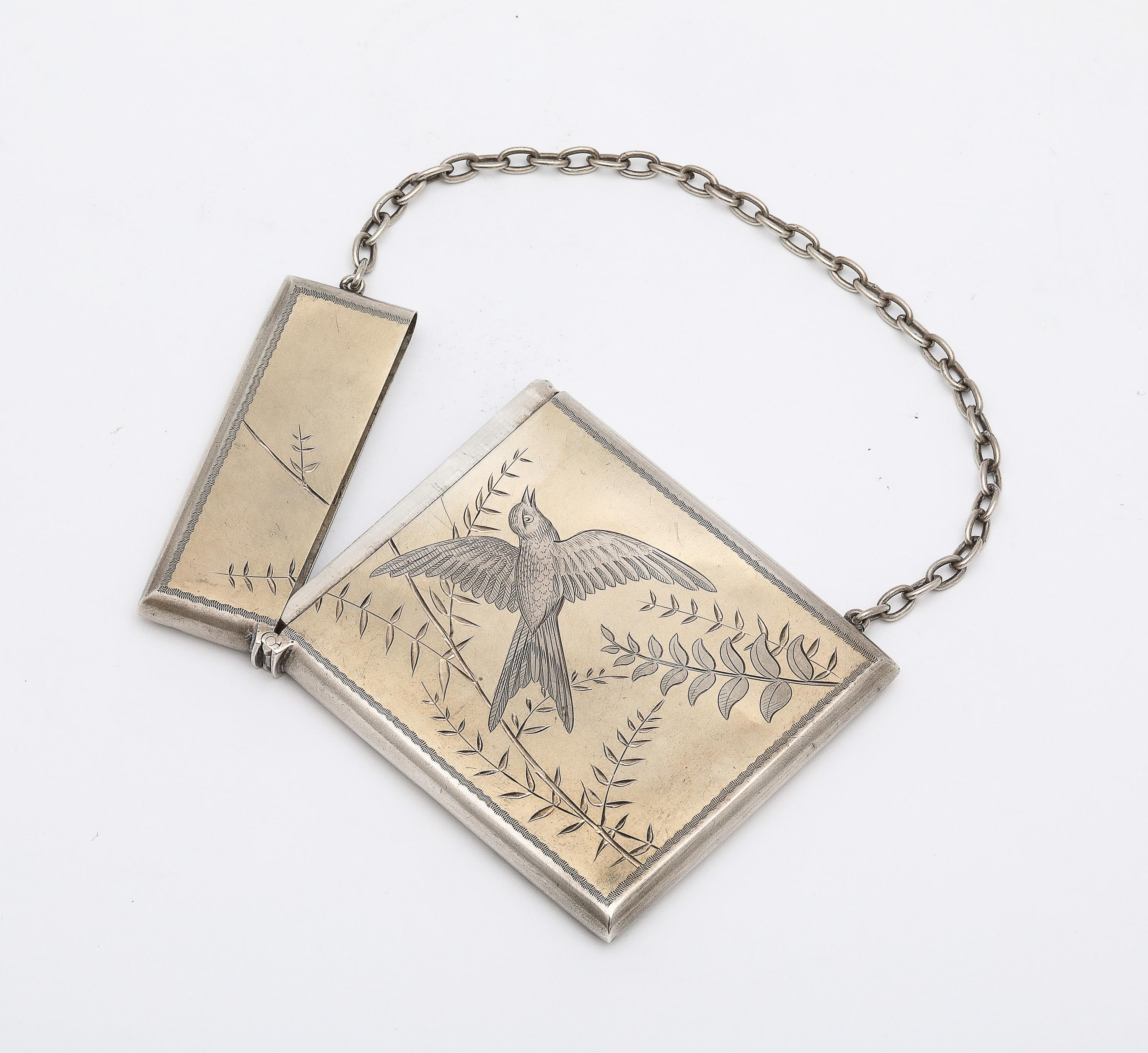 Estuche para tarjetas de visita/tarjetas de visita Aesthetic Movement de plata de ley dorada en venta 7