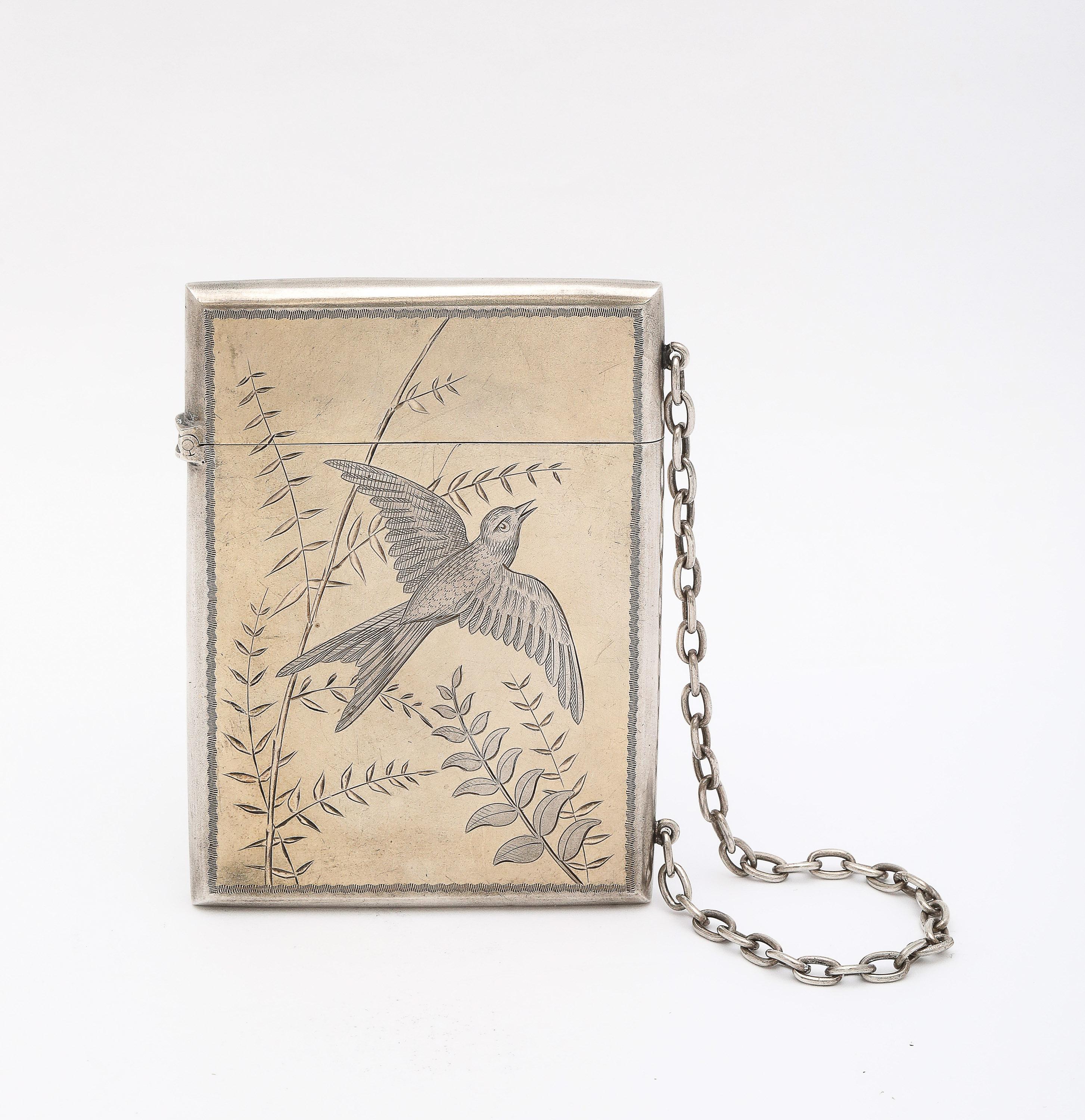 Estuche para tarjetas de visita/tarjetas de visita Aesthetic Movement de plata de ley dorada Movimiento estético en venta
