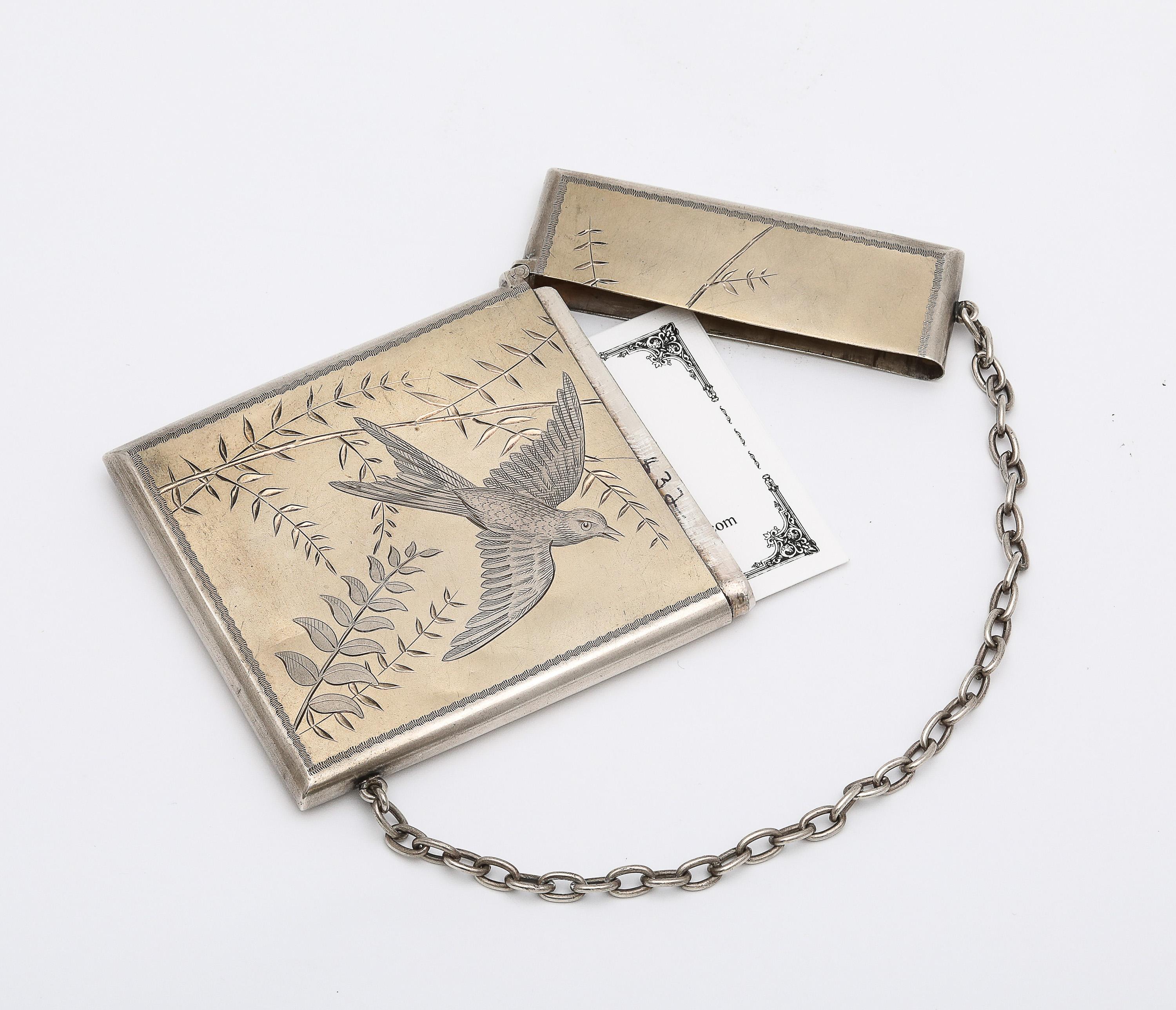 Estuche para tarjetas de visita/tarjetas de visita Aesthetic Movement de plata de ley dorada Oro en venta
