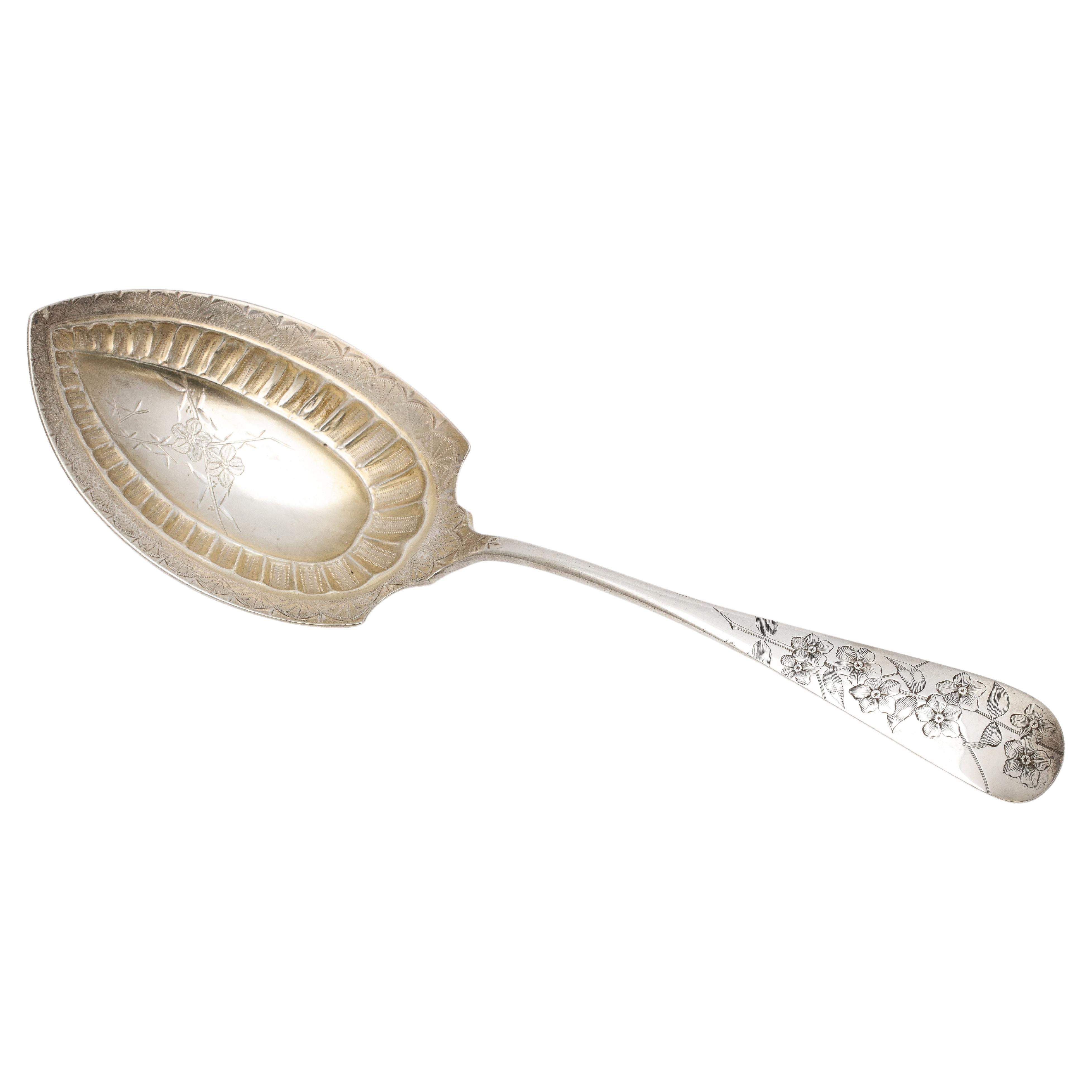 Aesthetic Movement Sterling Silver Parcel Gilt Serving Spoon - J.E. Caldwell For Sale