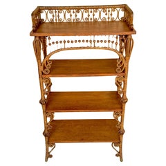 Aesthetic Movement Stick & Ball Wicker & Oak Bookcase/Shelf by Heywood Wakefield