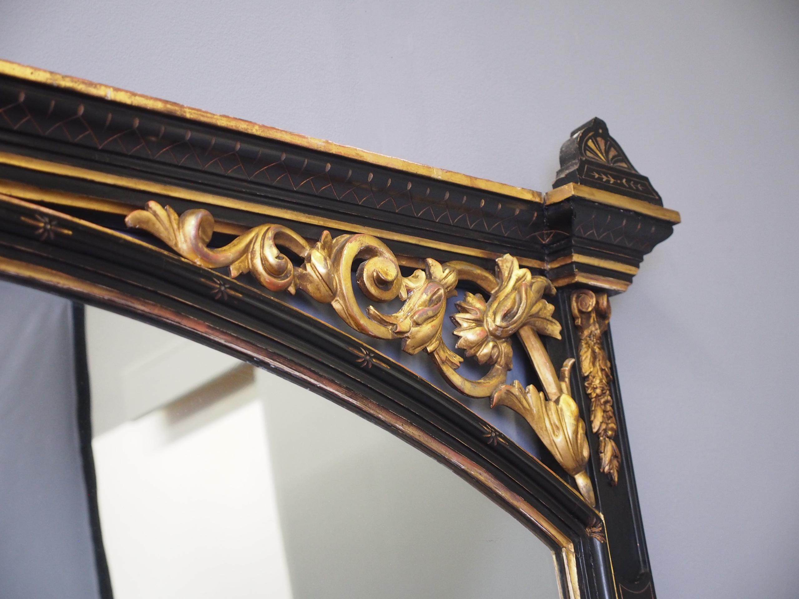 19th Century Aesthetic Movement Style Ebonized Overmantel Mirror For Sale