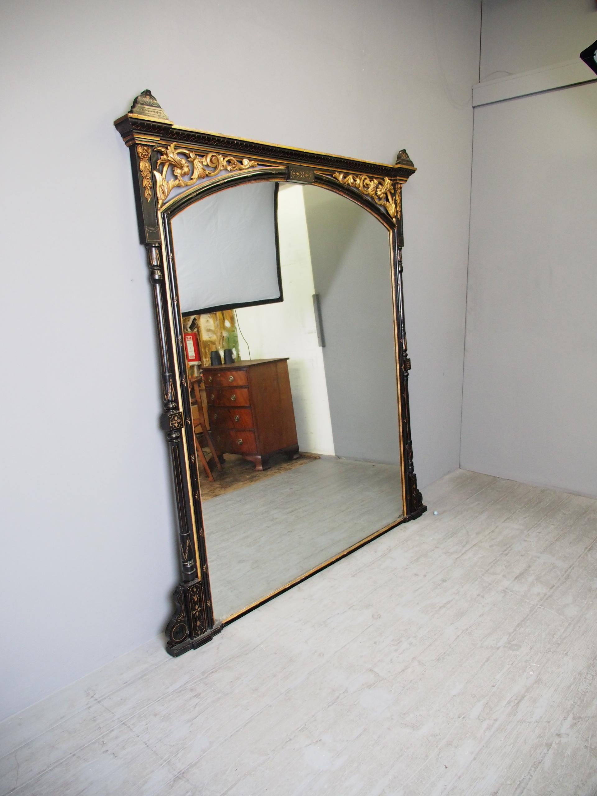 Aesthetic Movement Style Ebonized Overmantel Mirror For Sale 2
