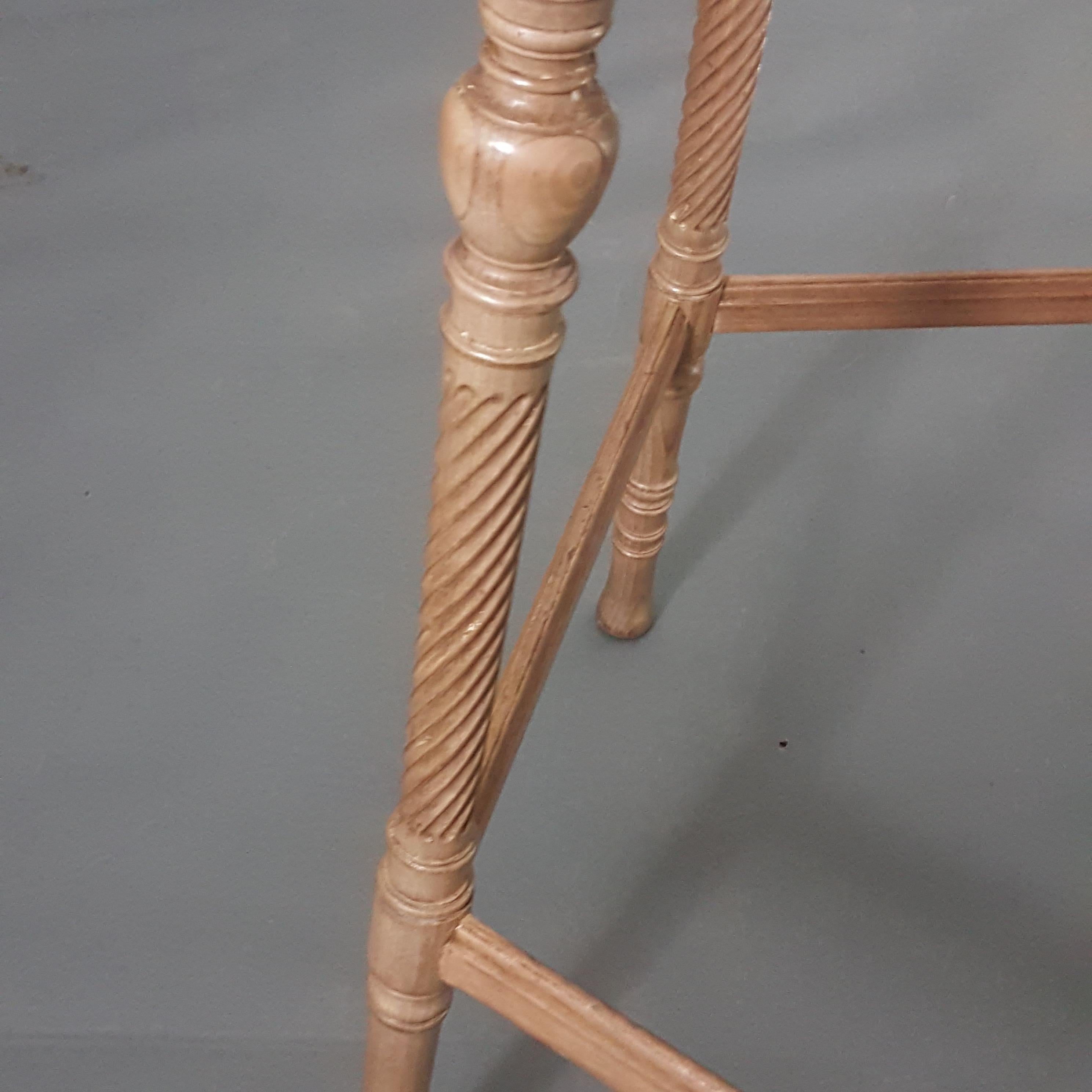 Aesthetic Movement pale soft wood occasional table with five finely turned legs attributed to Collinson & Lock circa 1880. This particular form of table is more usually found in rosewood or mahogany some of which examples have been stamped Collinson