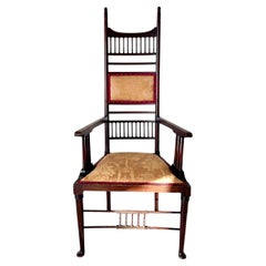 Aesthetic Movement Mahagoni-Sessel mit hoher Rückenlehne, Liberty & Co zugeschrieben