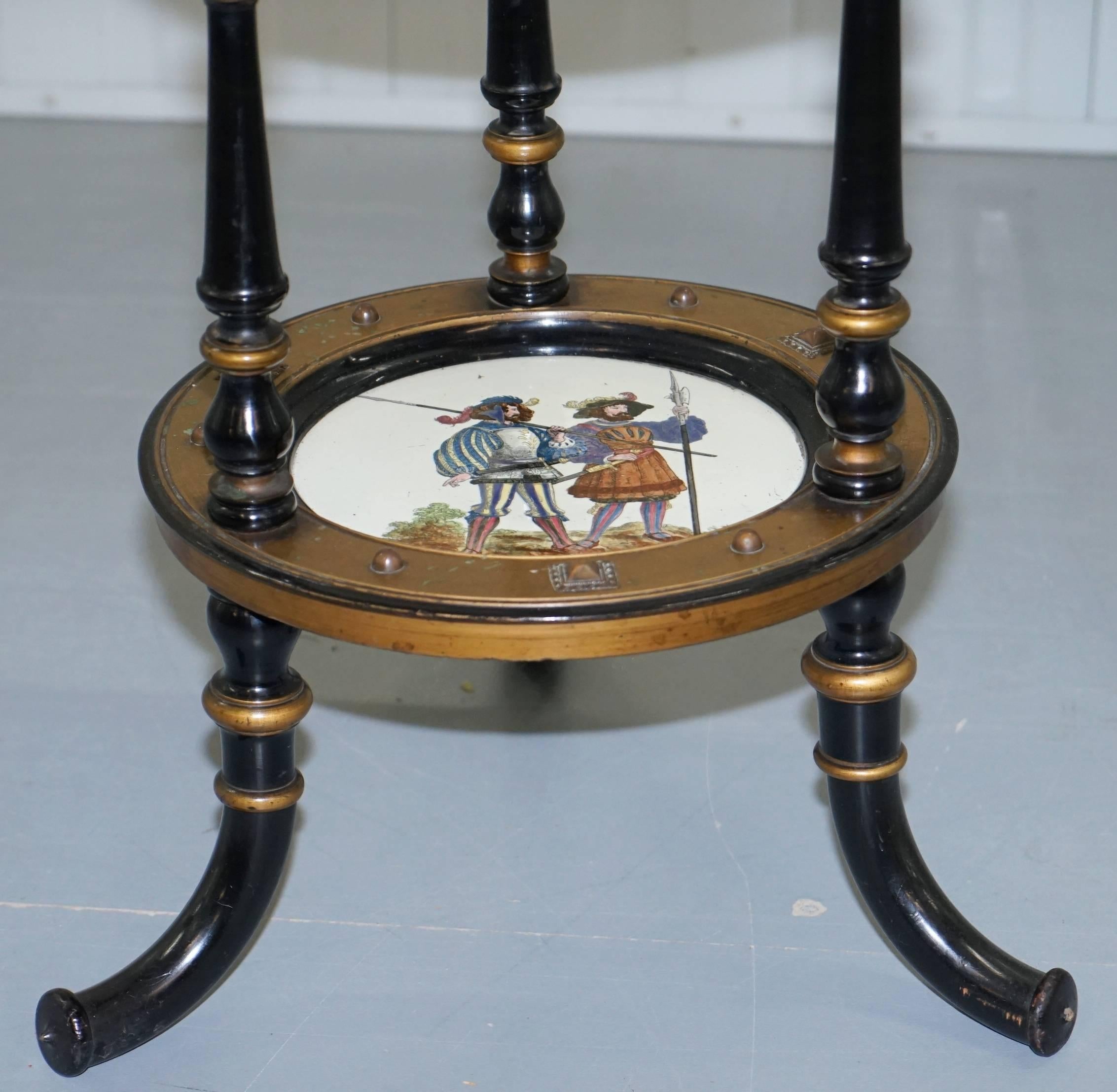 Aesthetic Movement Three-Tired Display Stand Hand-Painted Plates For Sale 3