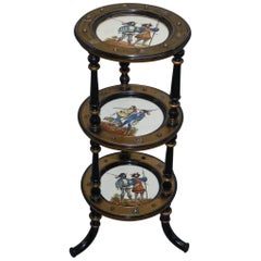 Aesthetic Movement Three-Tired Display Stand Hand-Painted Plates