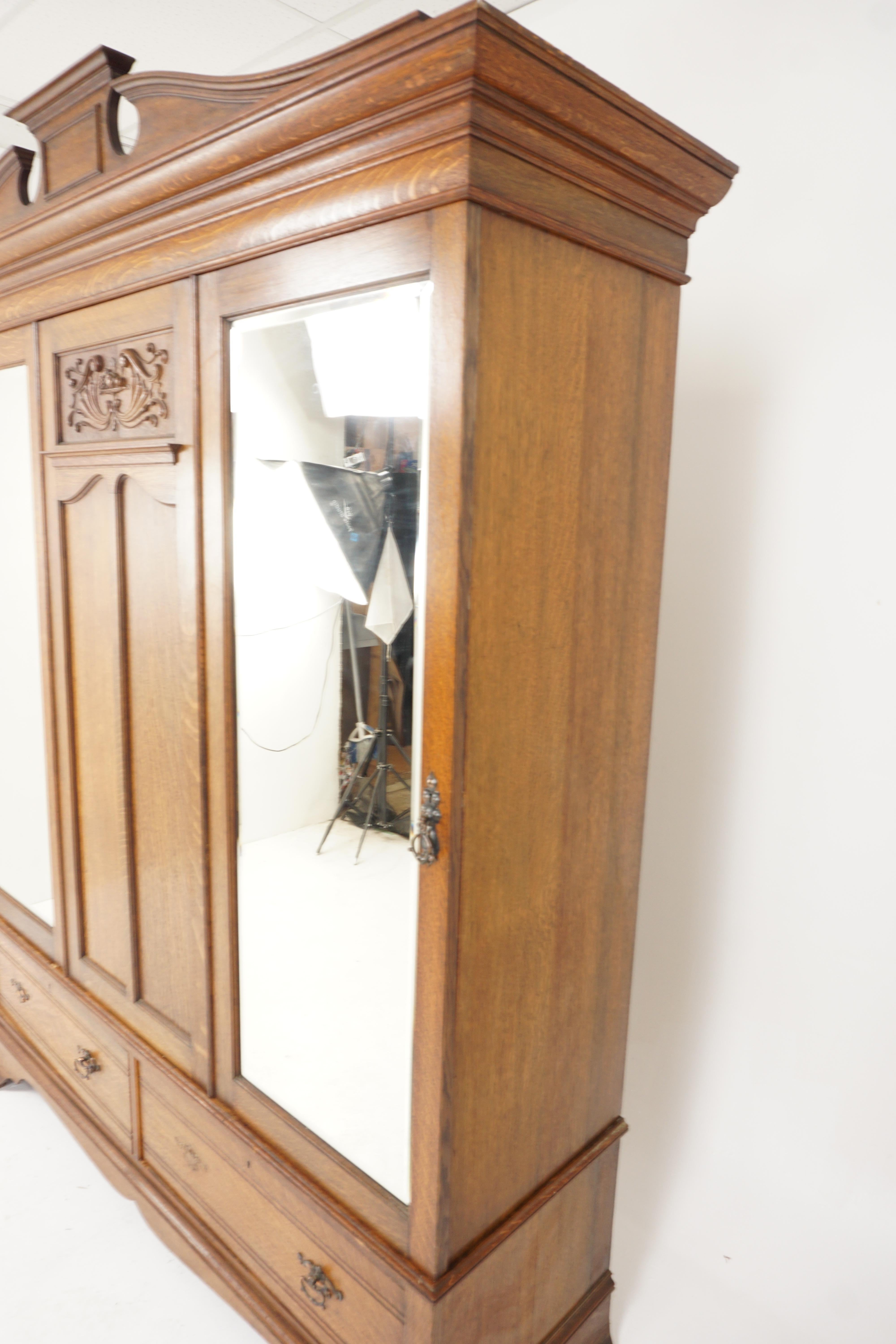 Aesthetic Movement Tiger Oak Armoire, Maple + Co. London, England 1900, H539 For Sale 5