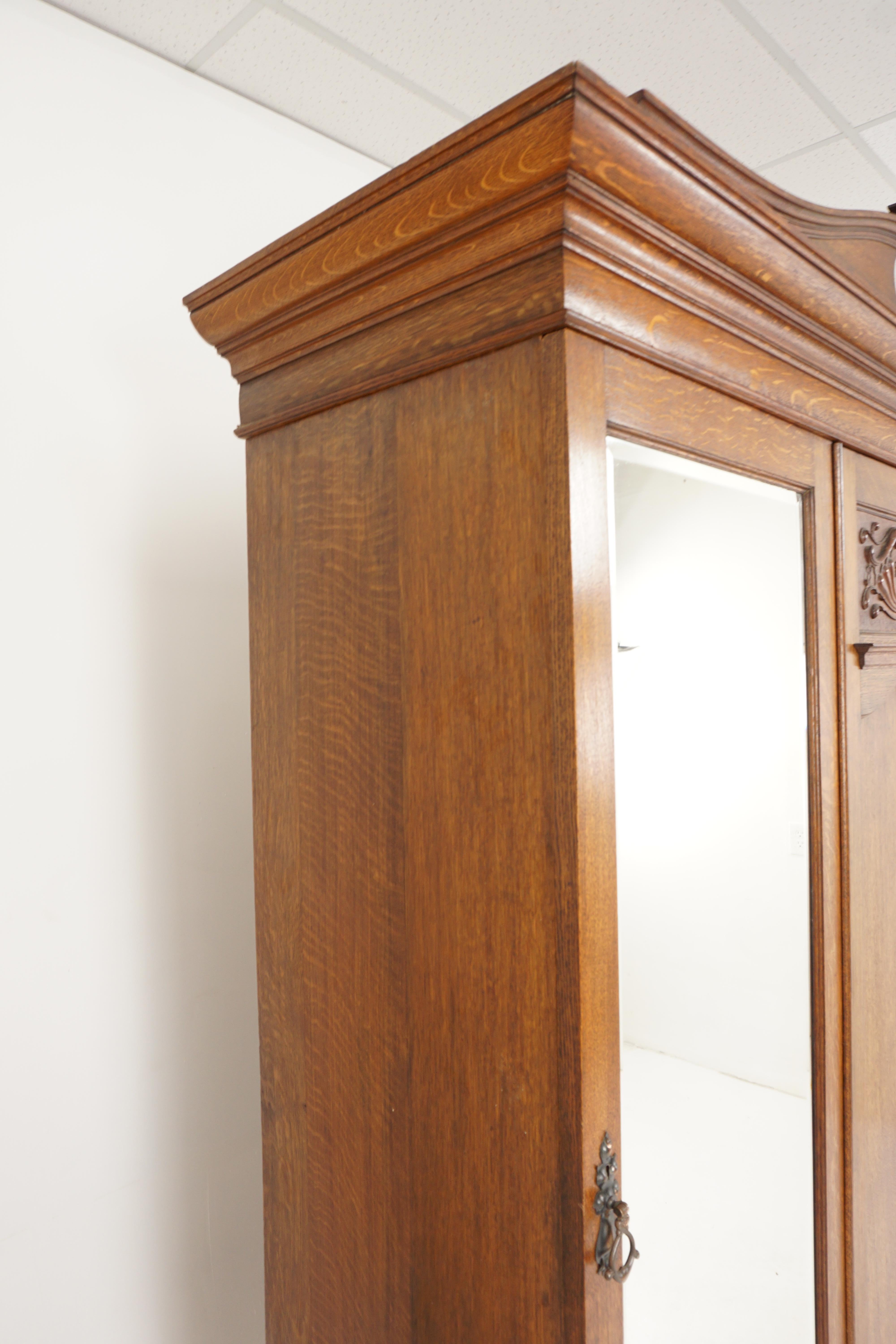 Aesthetic Movement Tiger Oak Armoire, Maple + Co. London, England 1900, H539 For Sale 6