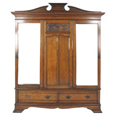 Armoire en chêne tigré du mouvement esthétique, Maple + Co. Londres, Angleterre 1900, H539