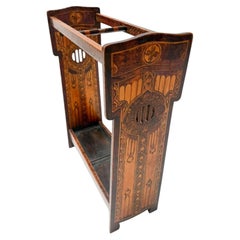 Aesthetic Movement Umbrella Stand, Hand-Painted Fruitwood, 1890s