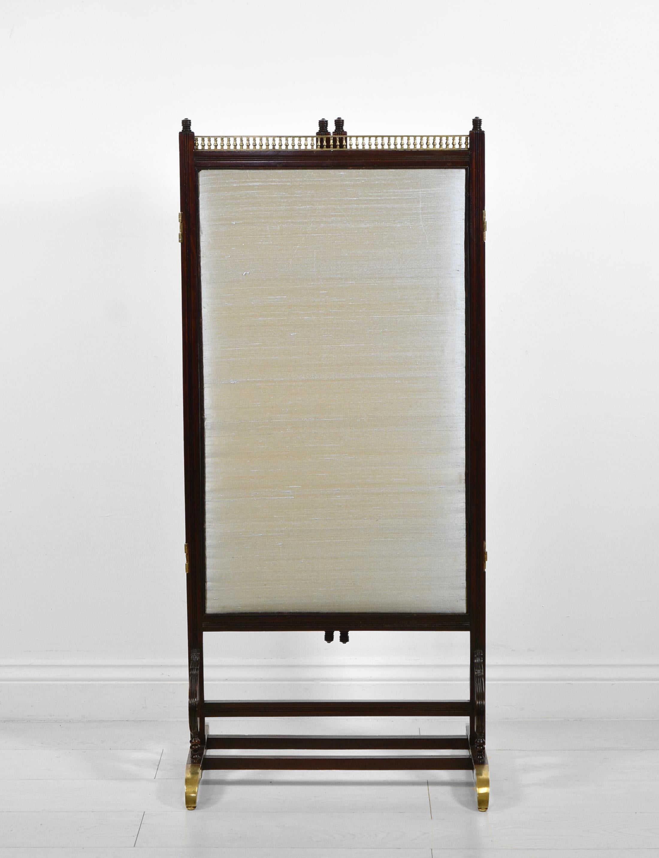 19th Century Aesthetic Movement Walnut & Brass Mounted Folding Double Sided Low Screen For Sale