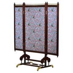 Aesthetic Movement Walnut & Brass Mounted Folding Double Sided Low Screen