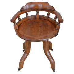 Aesthetic Movement Walnut Swivelling Office Chair, England c1880s