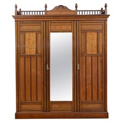 Aesthetic Movement Walnut Three Door Wardrobe