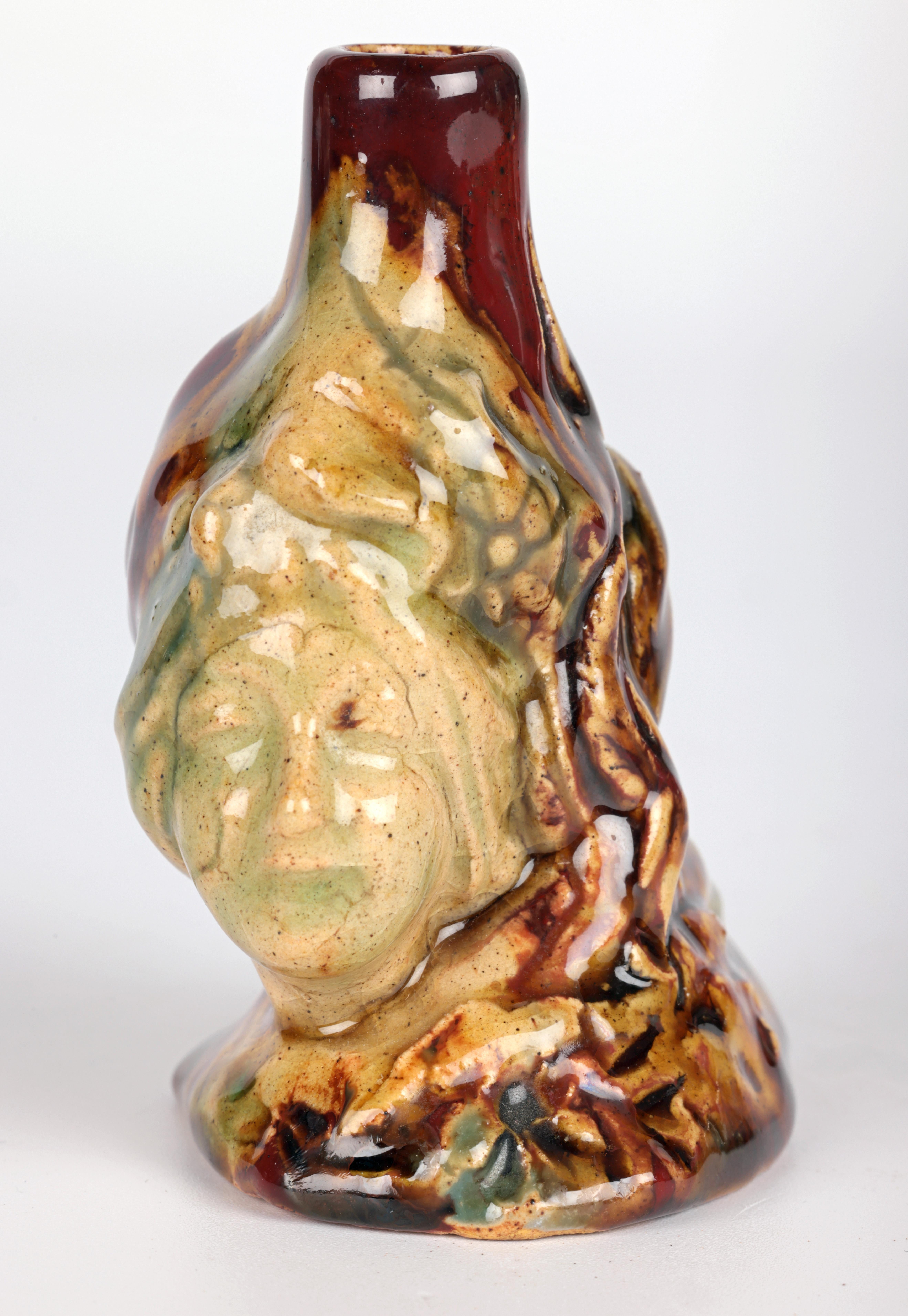 Aesthetic Movement Whieldon Glazed Maiden Pottery Snuff Bottle  For Sale 4