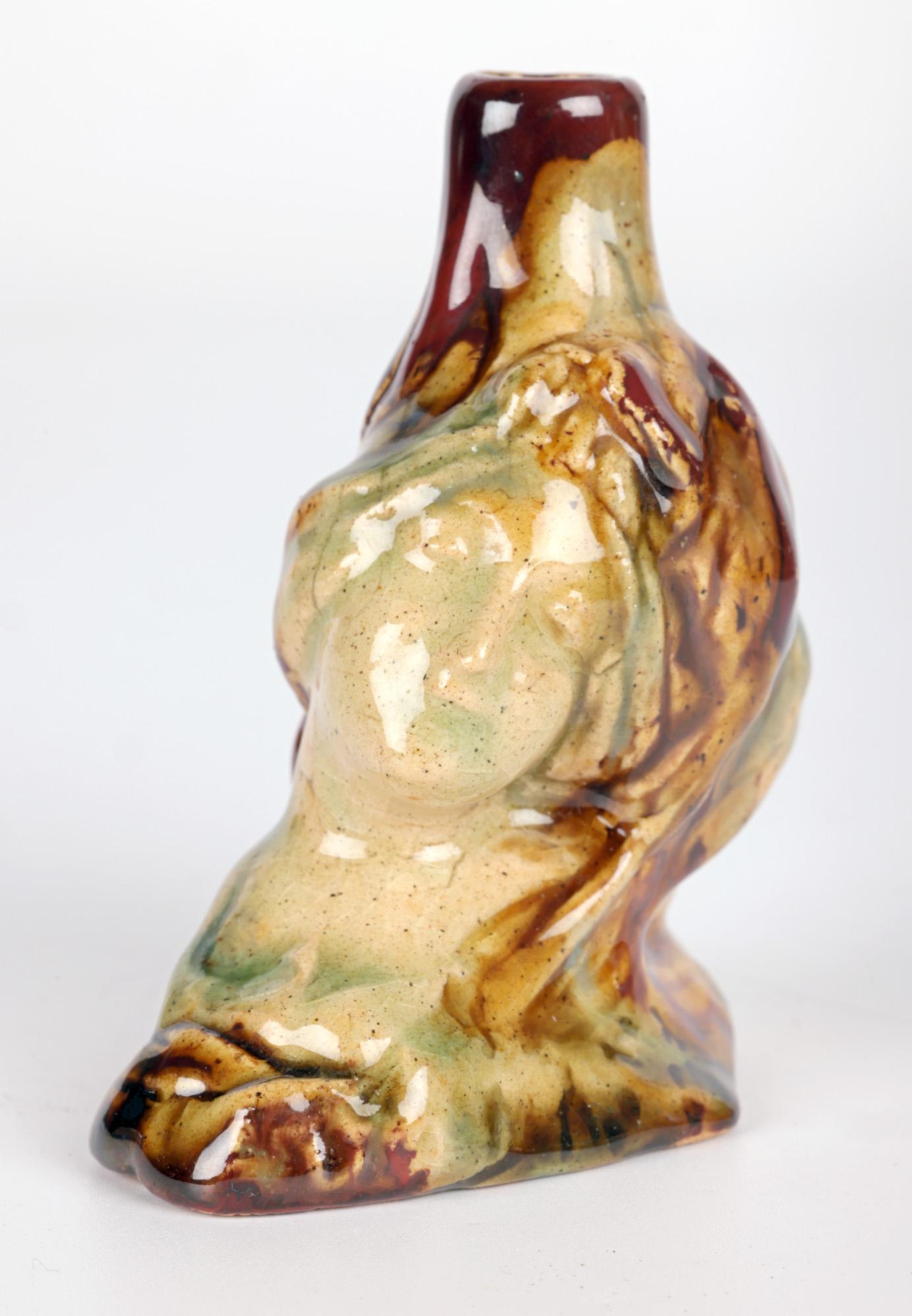 Aesthetic Movement Whieldon Glazed Maiden Pottery Snuff Bottle  For Sale 7