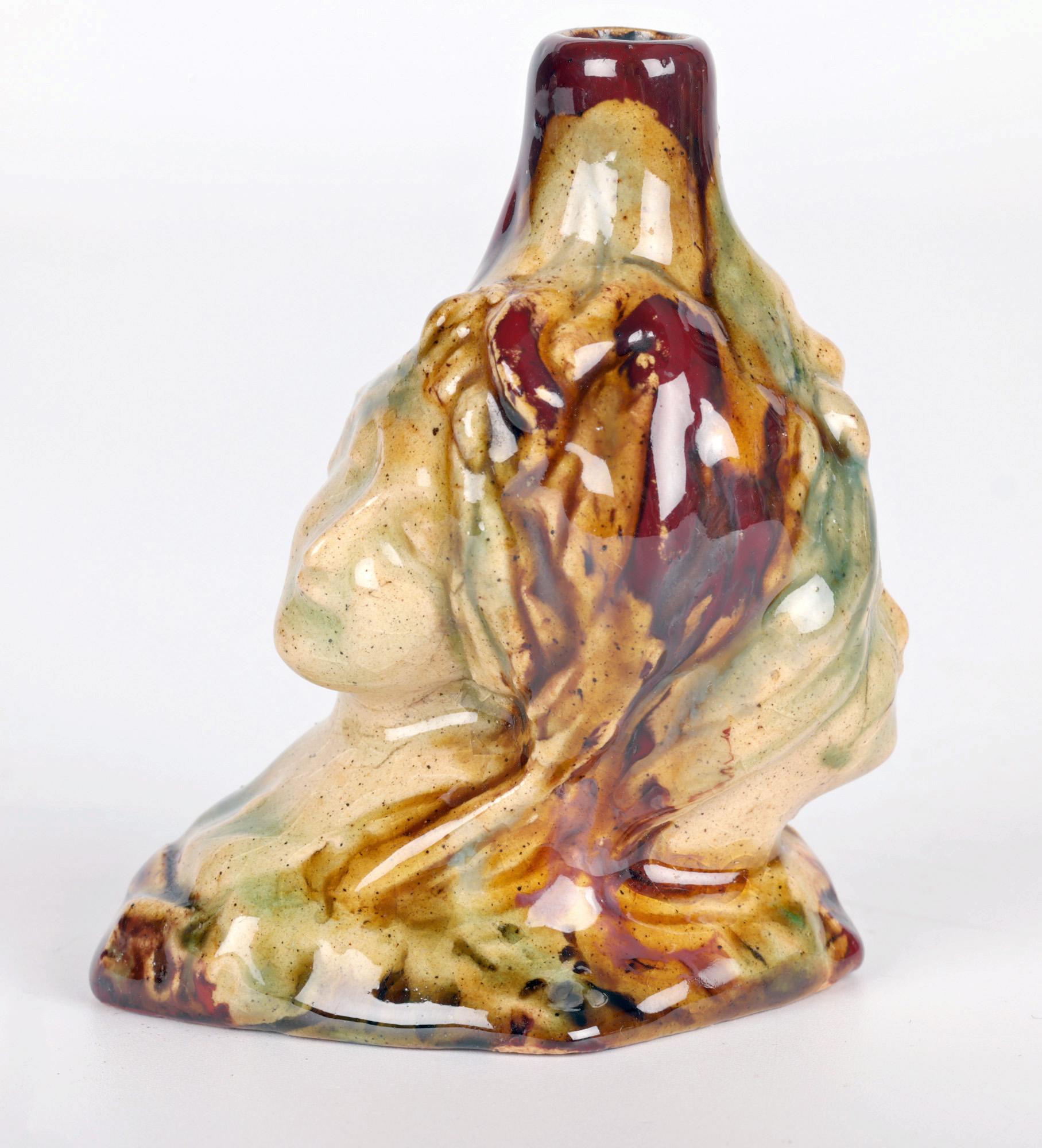 Aesthetic Movement Whieldon Glazed Maiden Pottery Snuff Bottle  For Sale 9