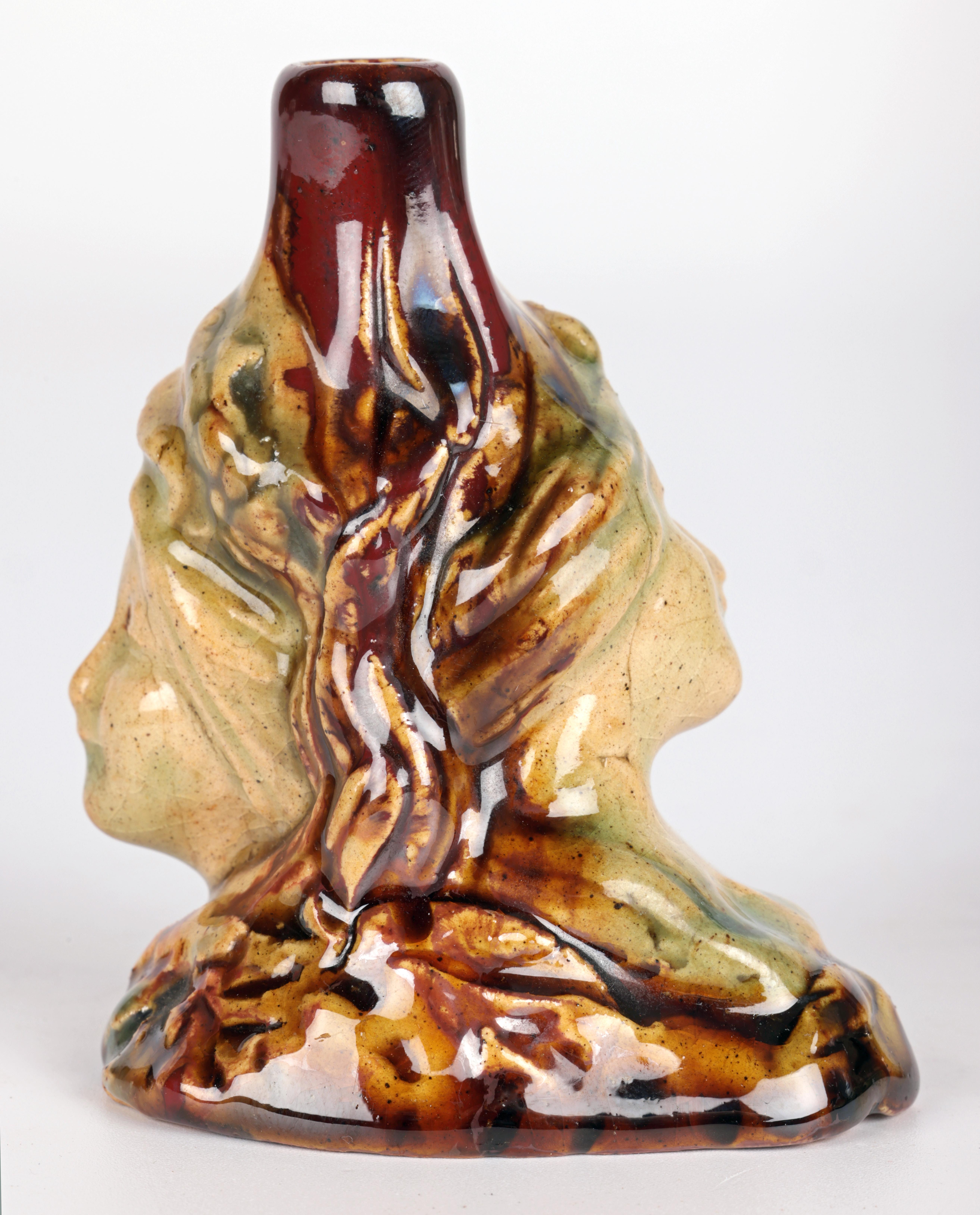 Aesthetic Movement Whieldon Glazed Maiden Pottery Snuff Bottle  For Sale 1