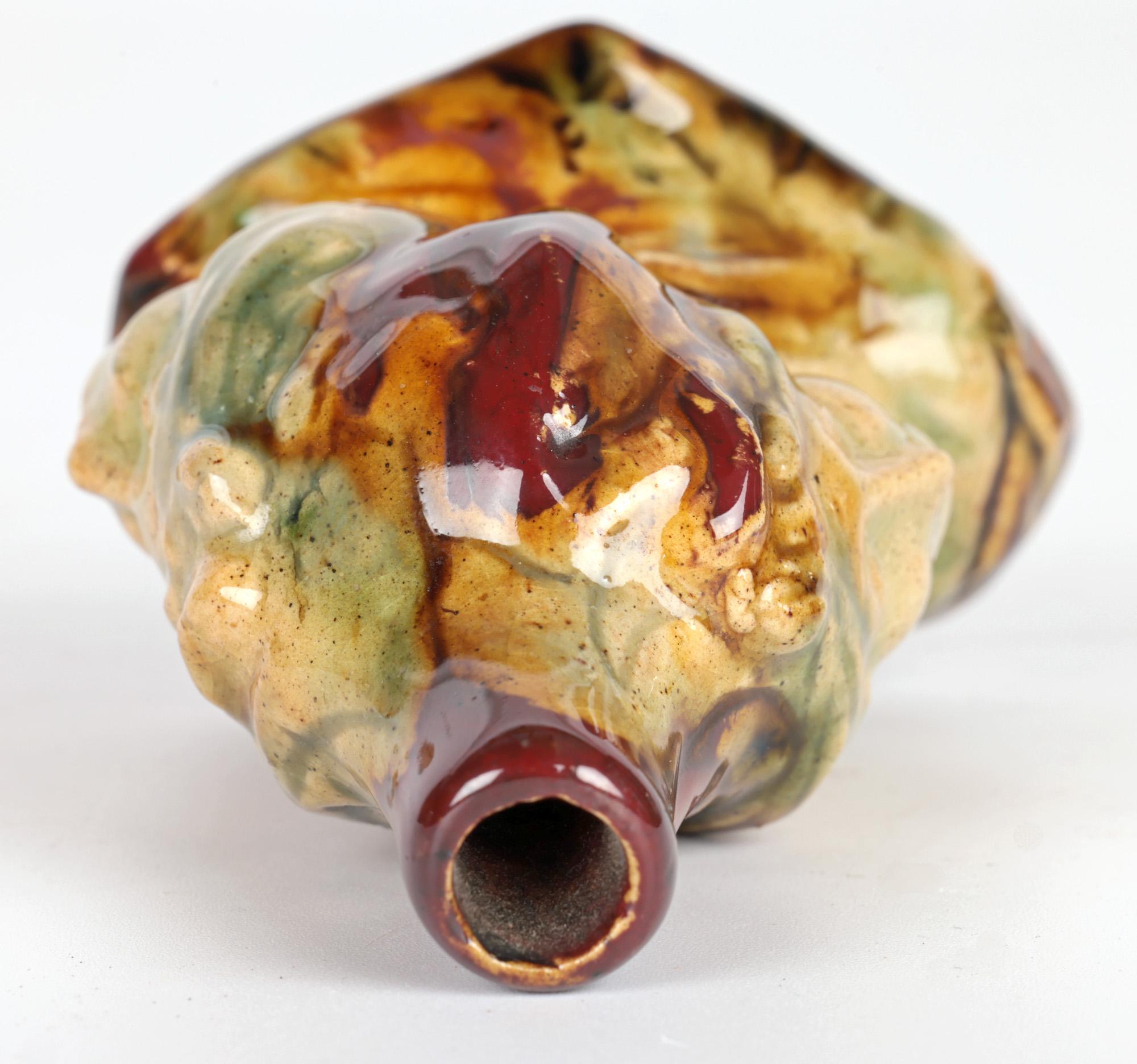 Aesthetic Movement Whieldon Glazed Maiden Pottery Snuff Bottle  For Sale 3