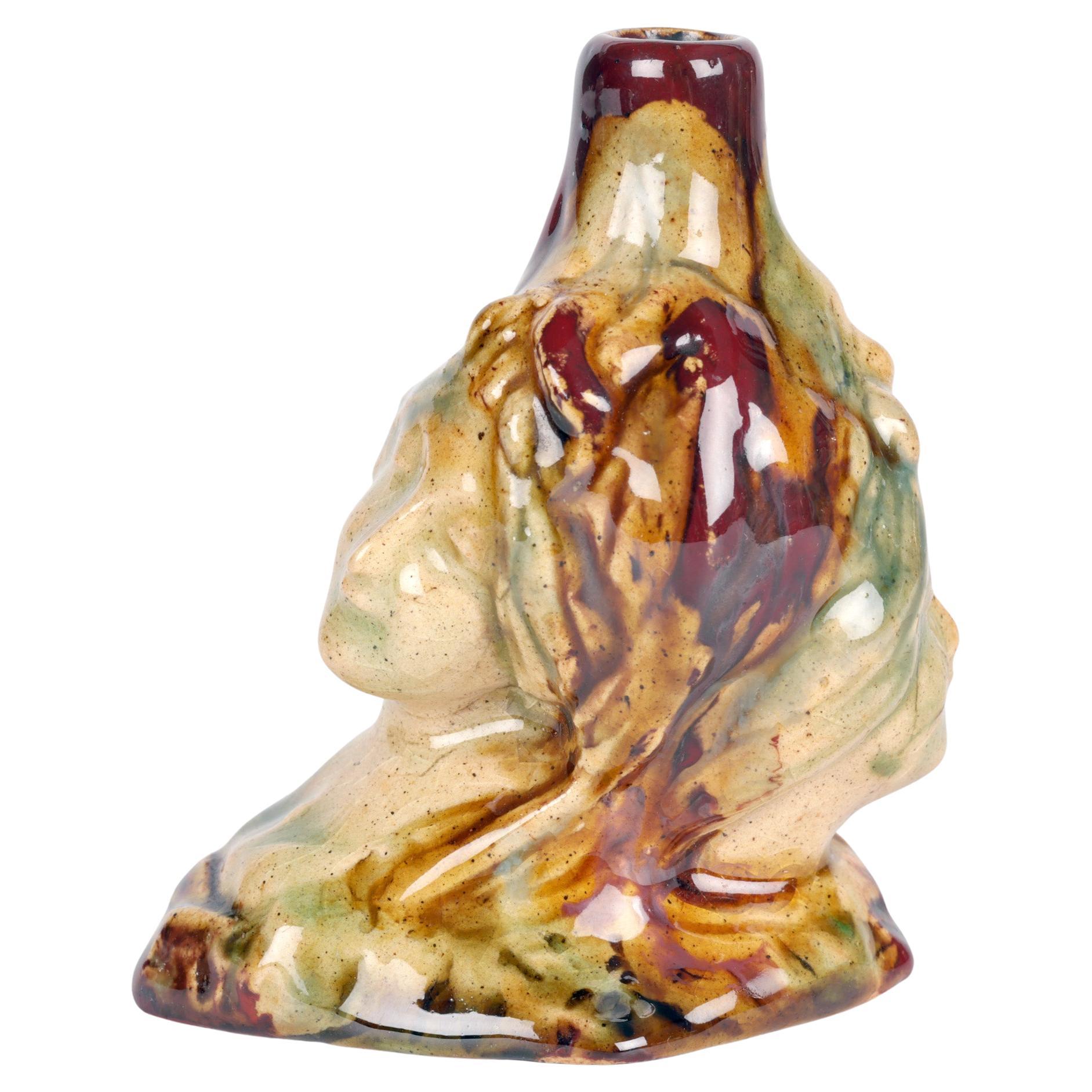 Aesthetic Movement Whieldon Glazed Maiden Pottery Snuff Bottle  For Sale
