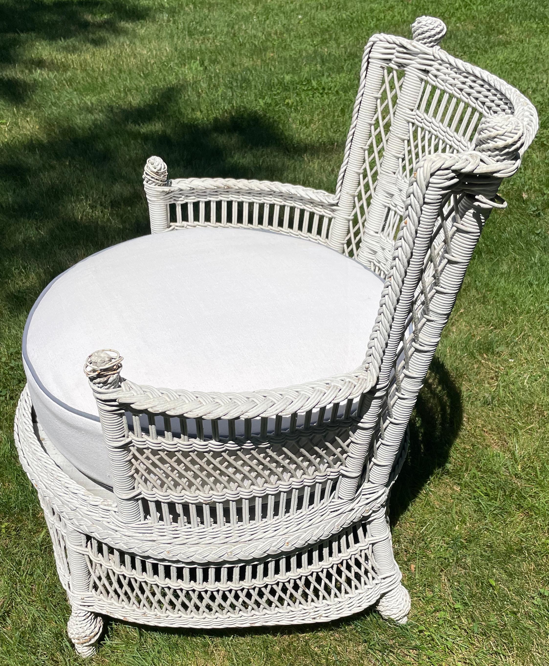 Hand-Woven Aesthetic Movement White Wicker Chair
