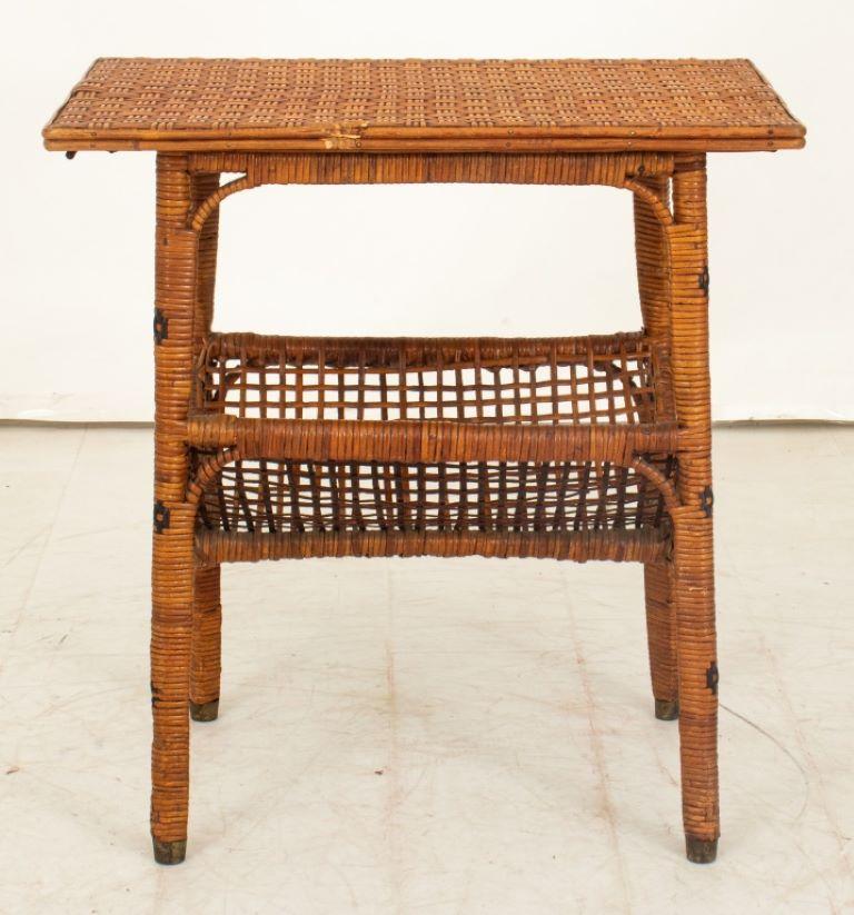 Aesthetic Movement Woven Bamboo Occasional Table, on four legs conjoined by an undertier. Provenance: From a Chelsea estate.
