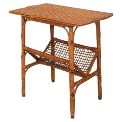 Used Aesthetic Movement Woven Bamboo Occasional Table