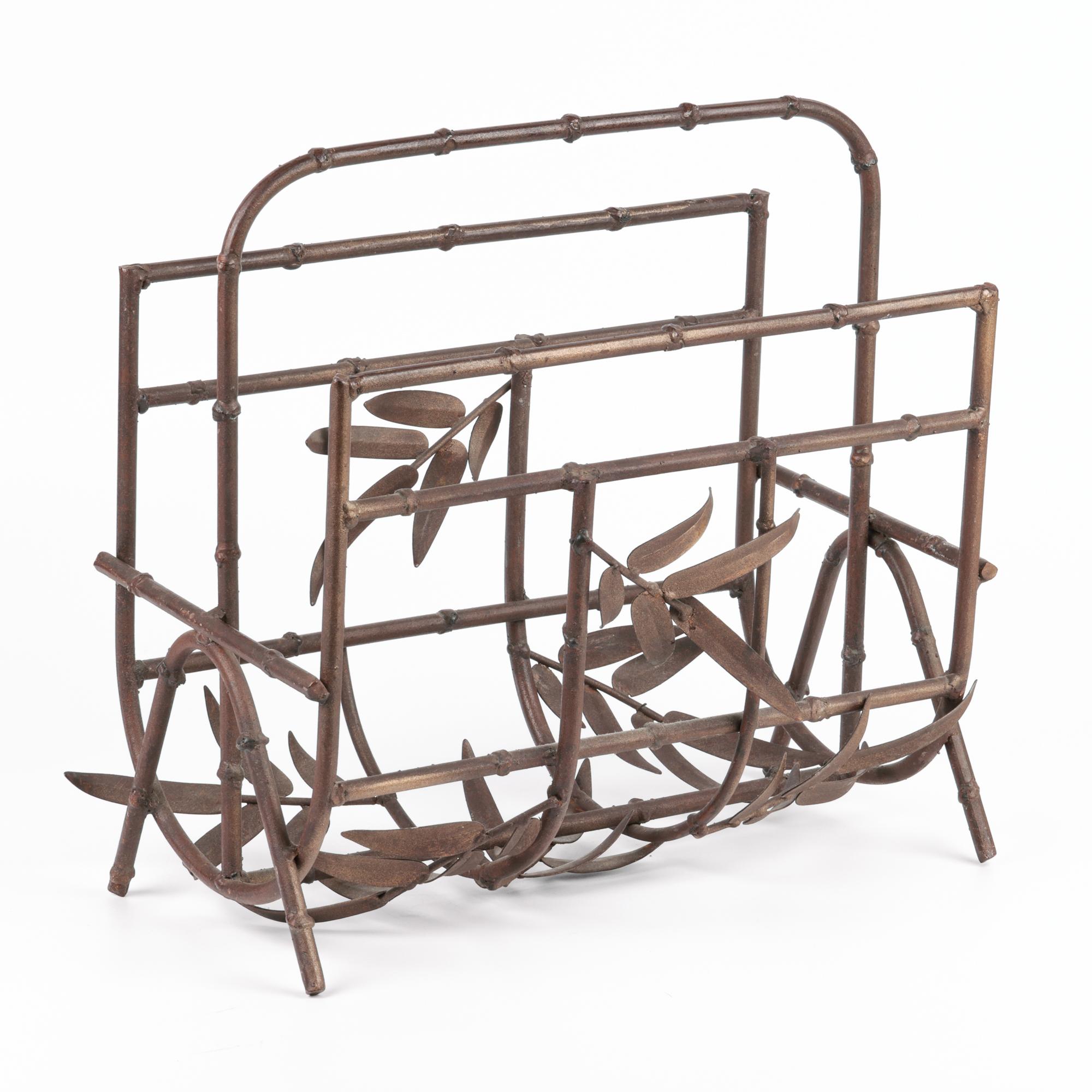 Aesthetic Period Bronze Faux Bamboo Magazine Rack 3