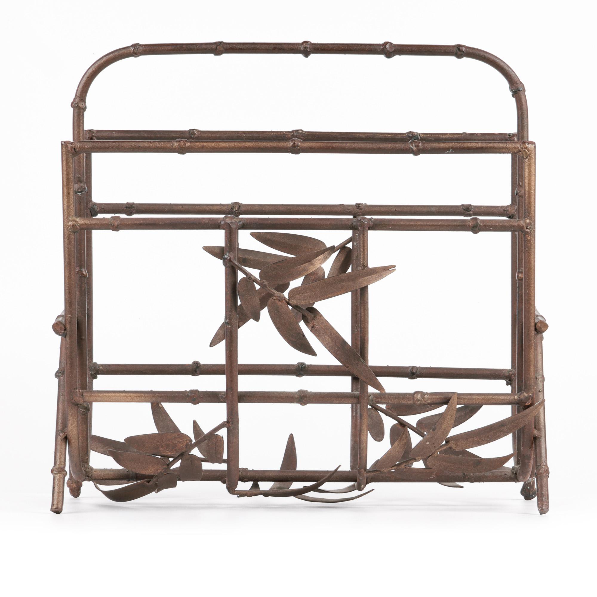 Aesthetic Period Bronze Faux Bamboo Magazine Rack 4