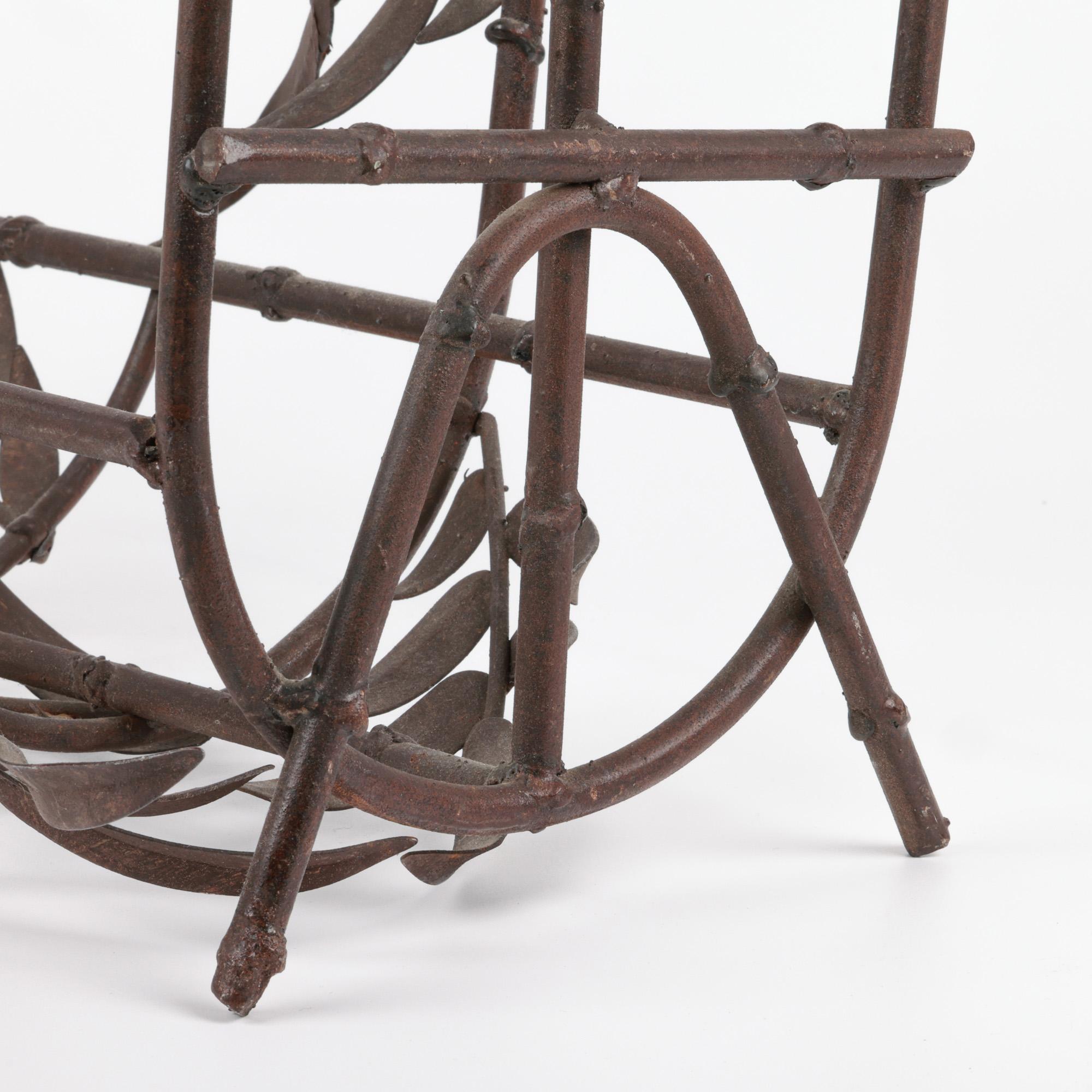 Aesthetic Period Bronze Faux Bamboo Magazine Rack 5