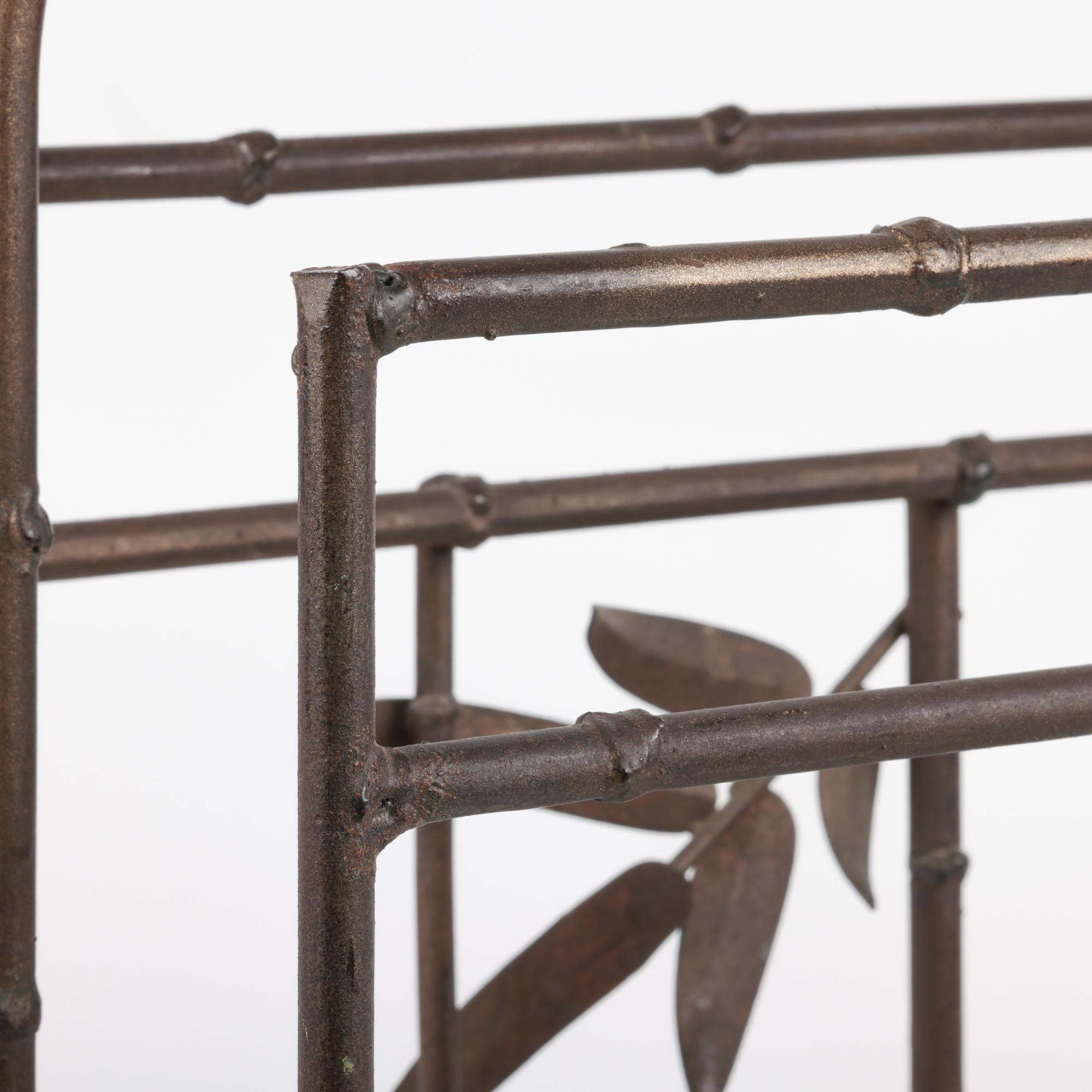 Aesthetic Period Bronze Faux Bamboo Magazine Rack 7