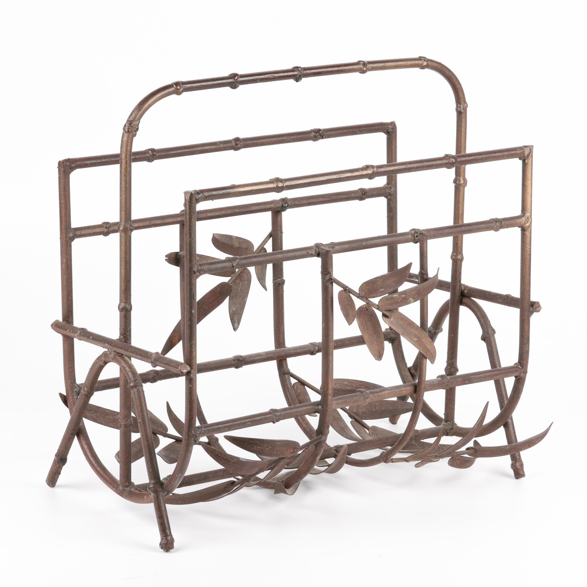 Aesthetic Period Bronze Faux Bamboo Magazine Rack 9