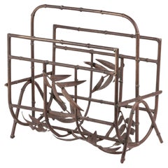 Portariviste estetico in finto bambù bronzo d'epoca