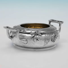Aesthetic Period & Design English Sterling Silver Bowl, London 1879