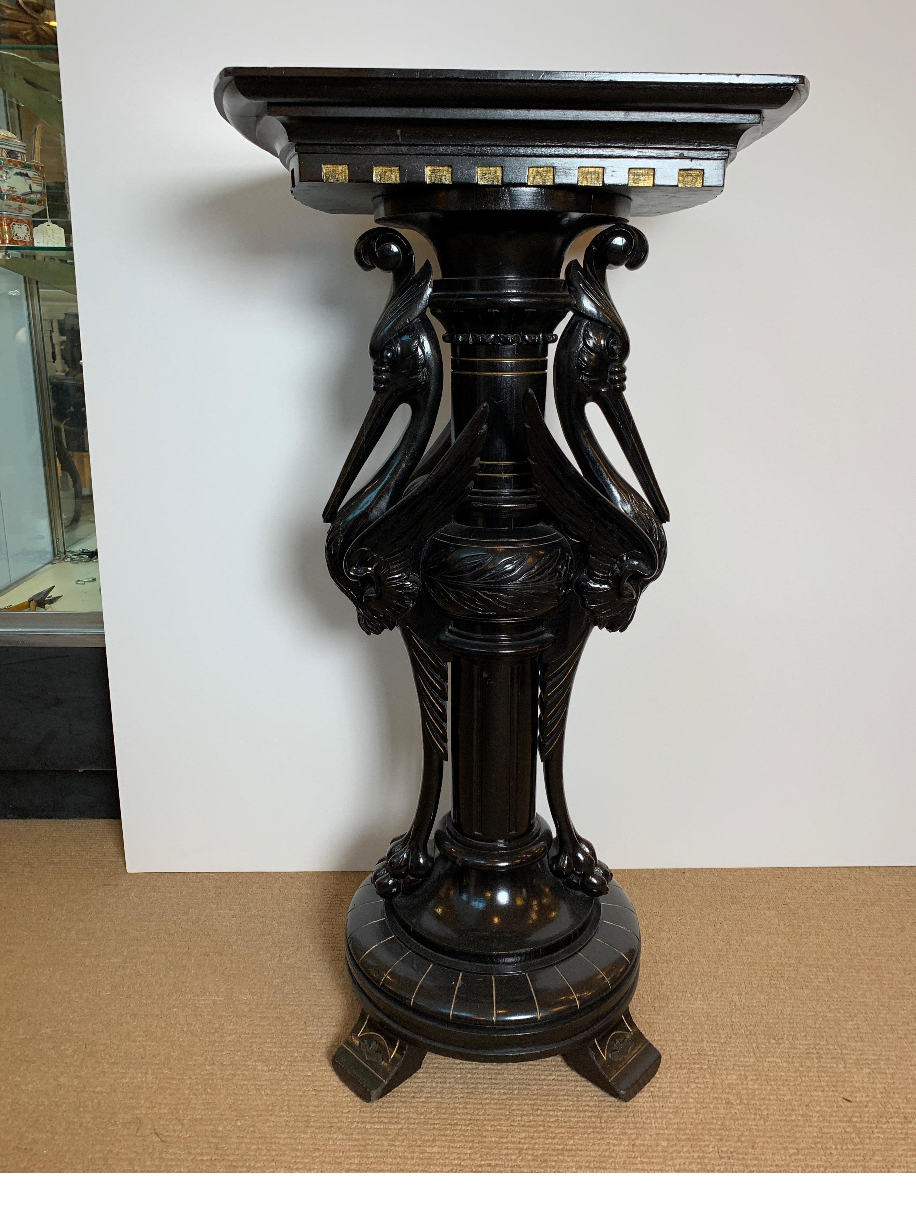 Aesthetic Movement Aesthetic Period Ebonized Pedestal in the Form of Two Cranes