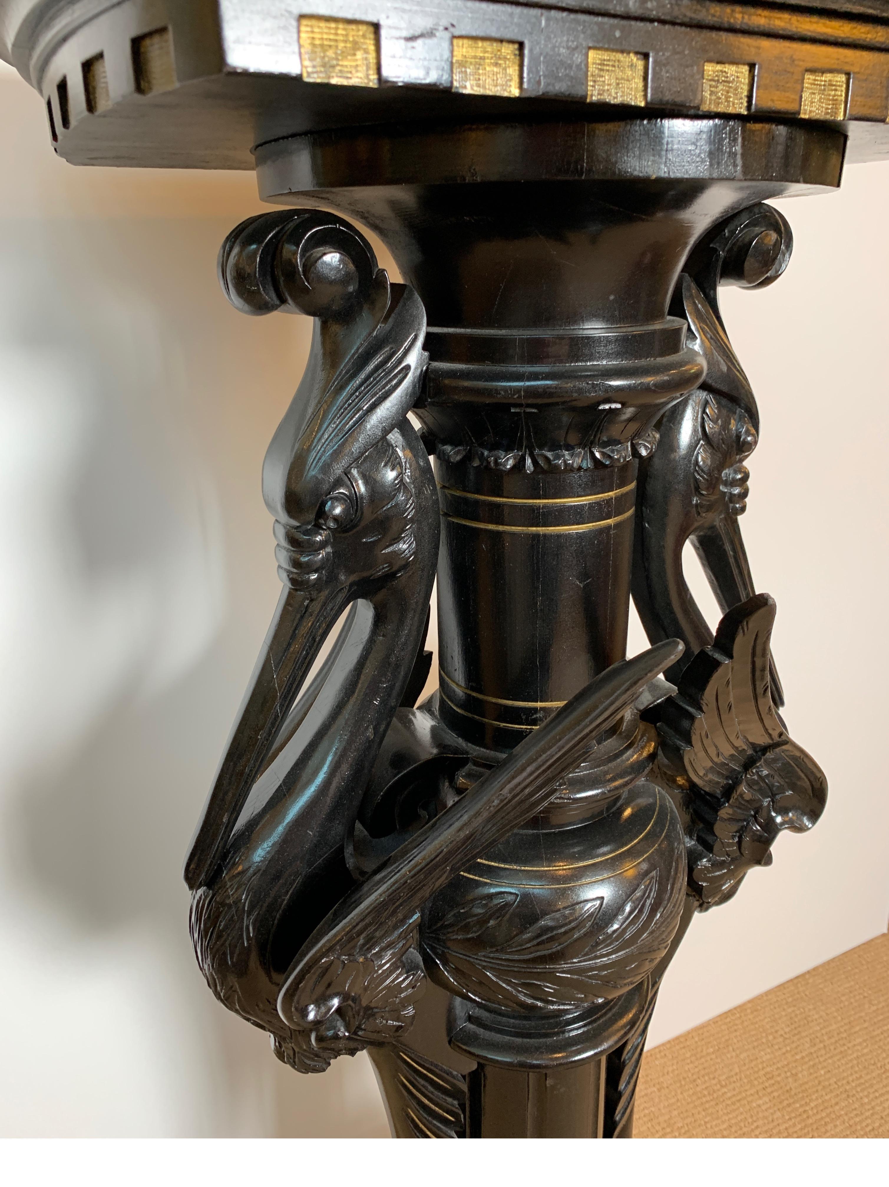 American Aesthetic Period Ebonized Pedestal in the Form of Two Cranes