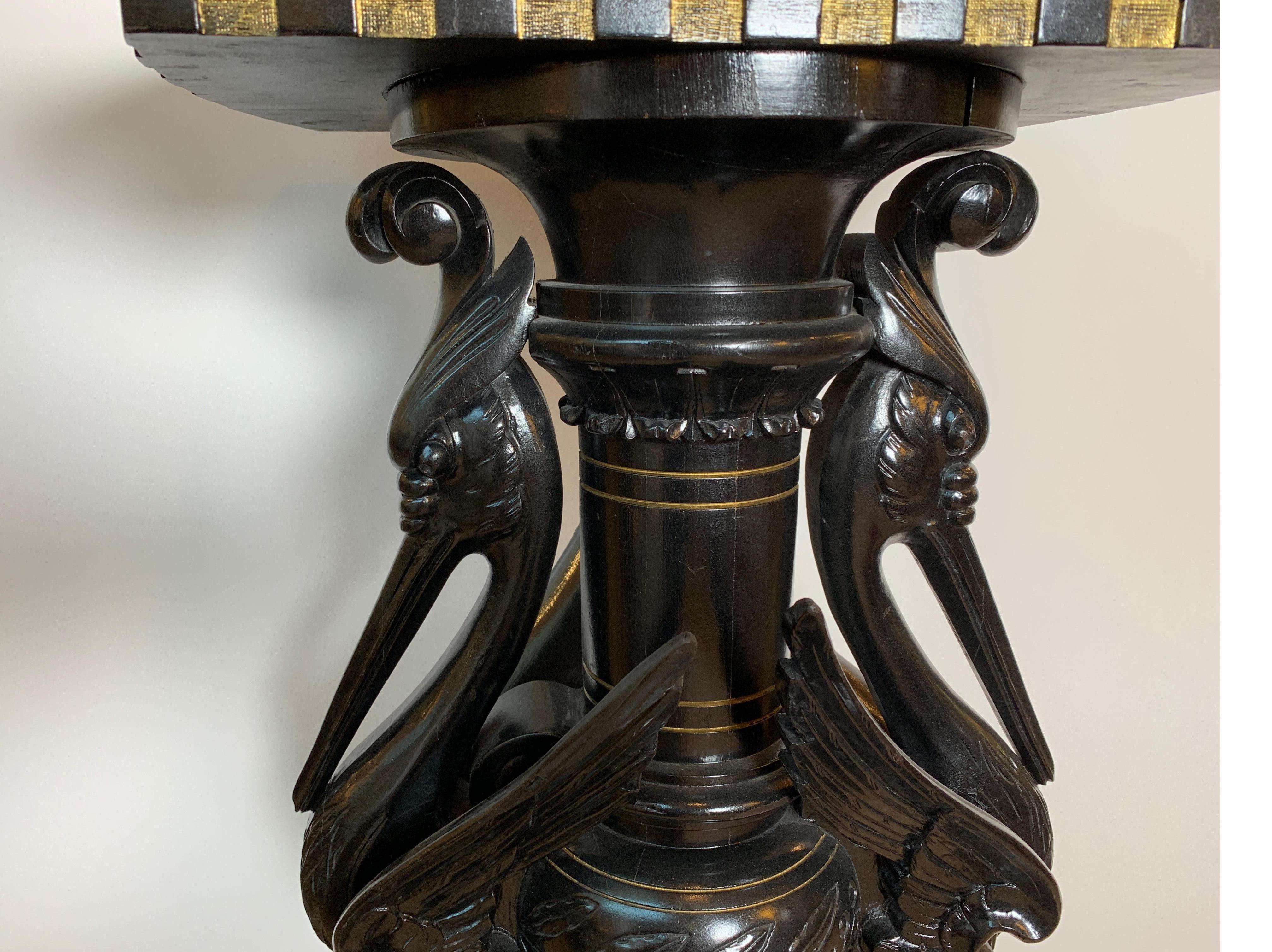 Late 19th Century Aesthetic Period Ebonized Pedestal in the Form of Two Cranes